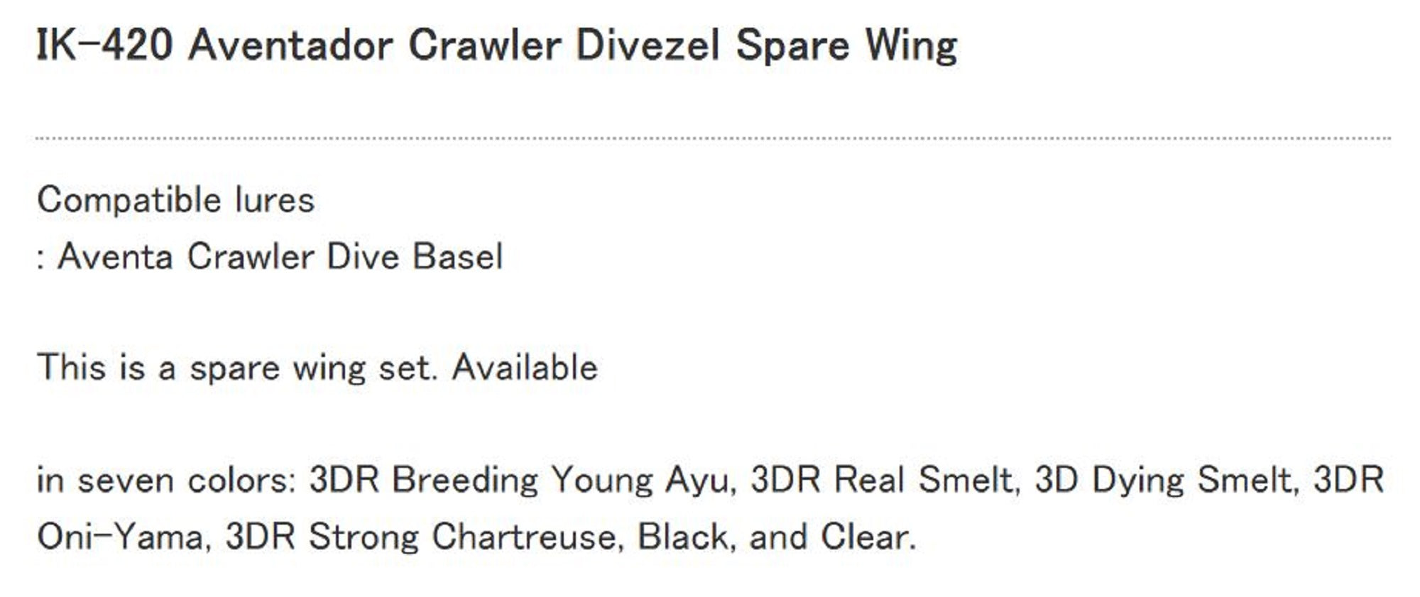 Imakatsu IK-420 Aventa Crawler Dyvazelle Spare Wings Set CL (6907)