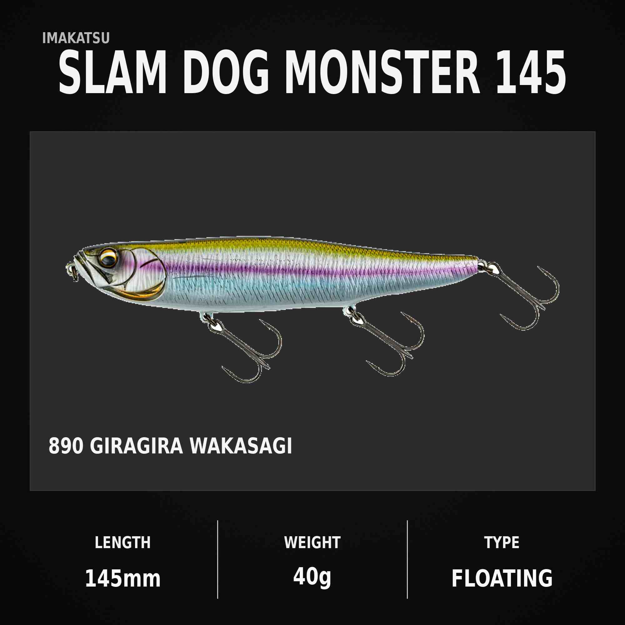 Imakatsu Slam Dog 145 mm 40 grams Floating Lure 890 (4266)
