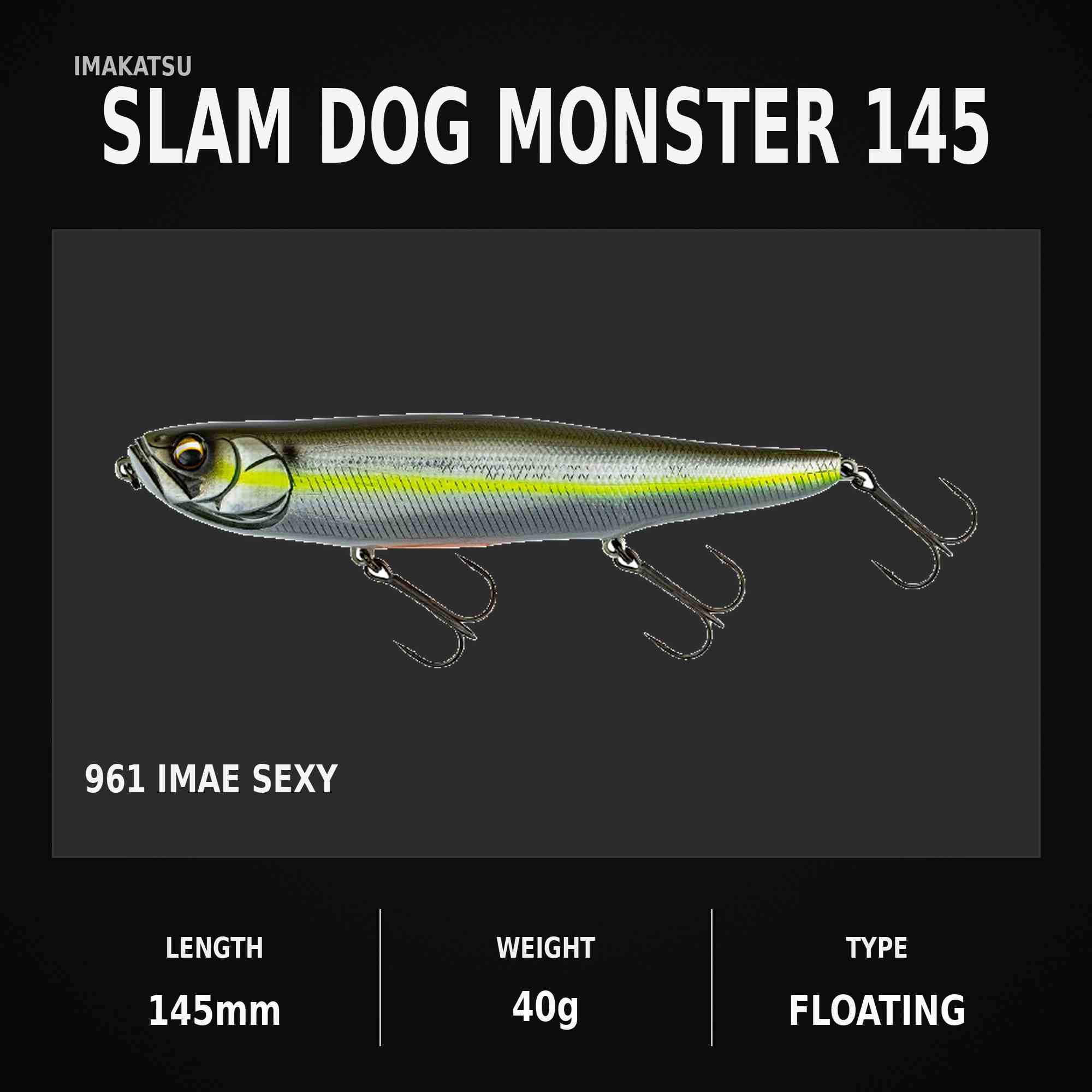Imakatsu Slam Dog 145 mm 40 grams Floating Lure 961 (4273)