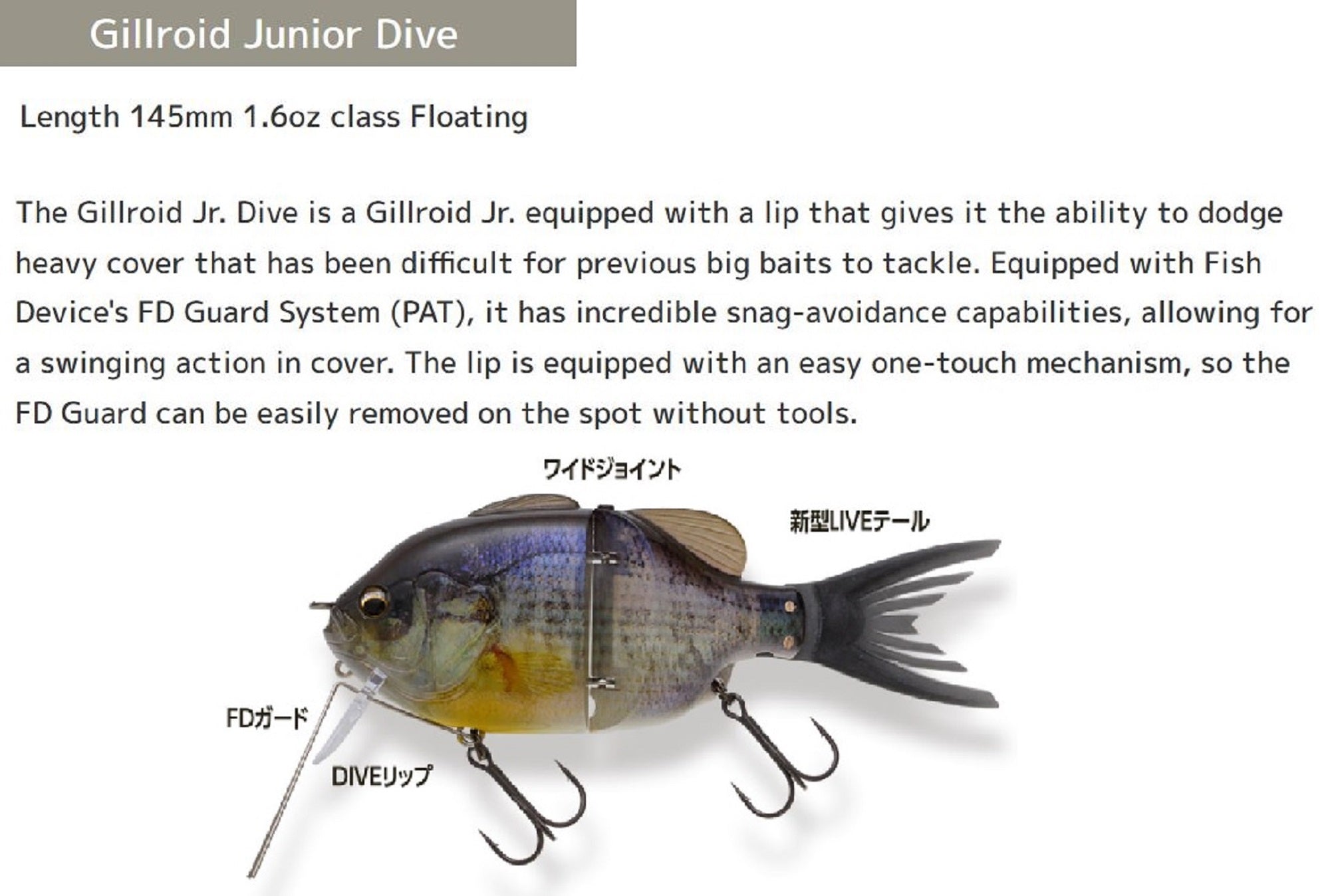 Imakatsu Gillroid Jr Dive 145mm 45 grams Floating Lure 3DR 889 (8677)
