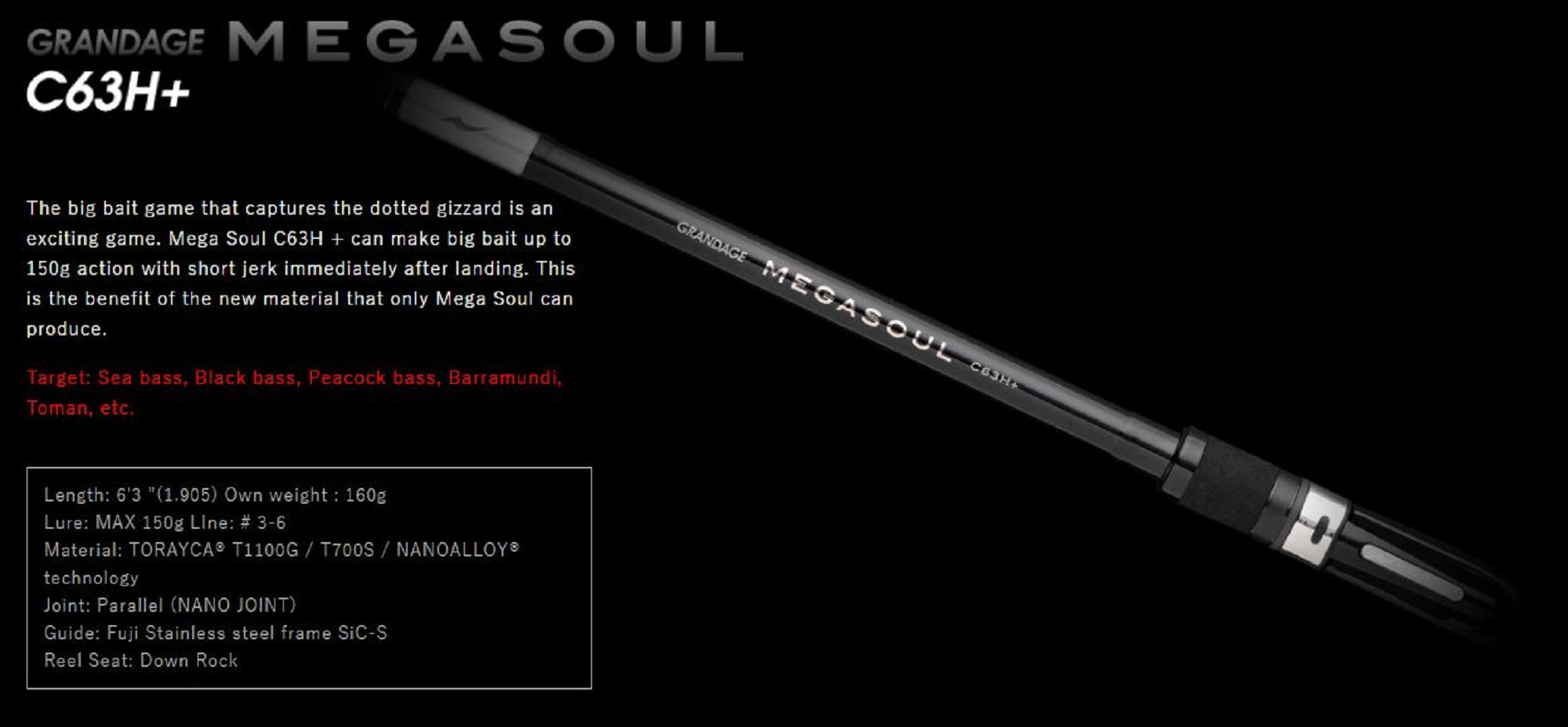 Apia Rod Baitcast Grandage Megasoul 63H+ (3093)