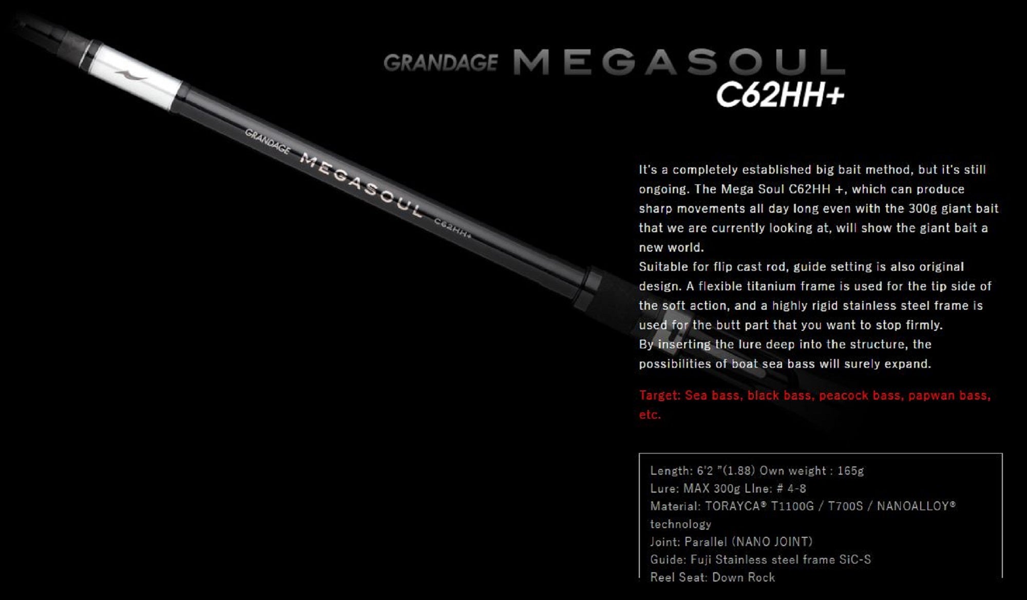 Apia Rod Baitcast Grandage Megasoul 62HH+ (3109)