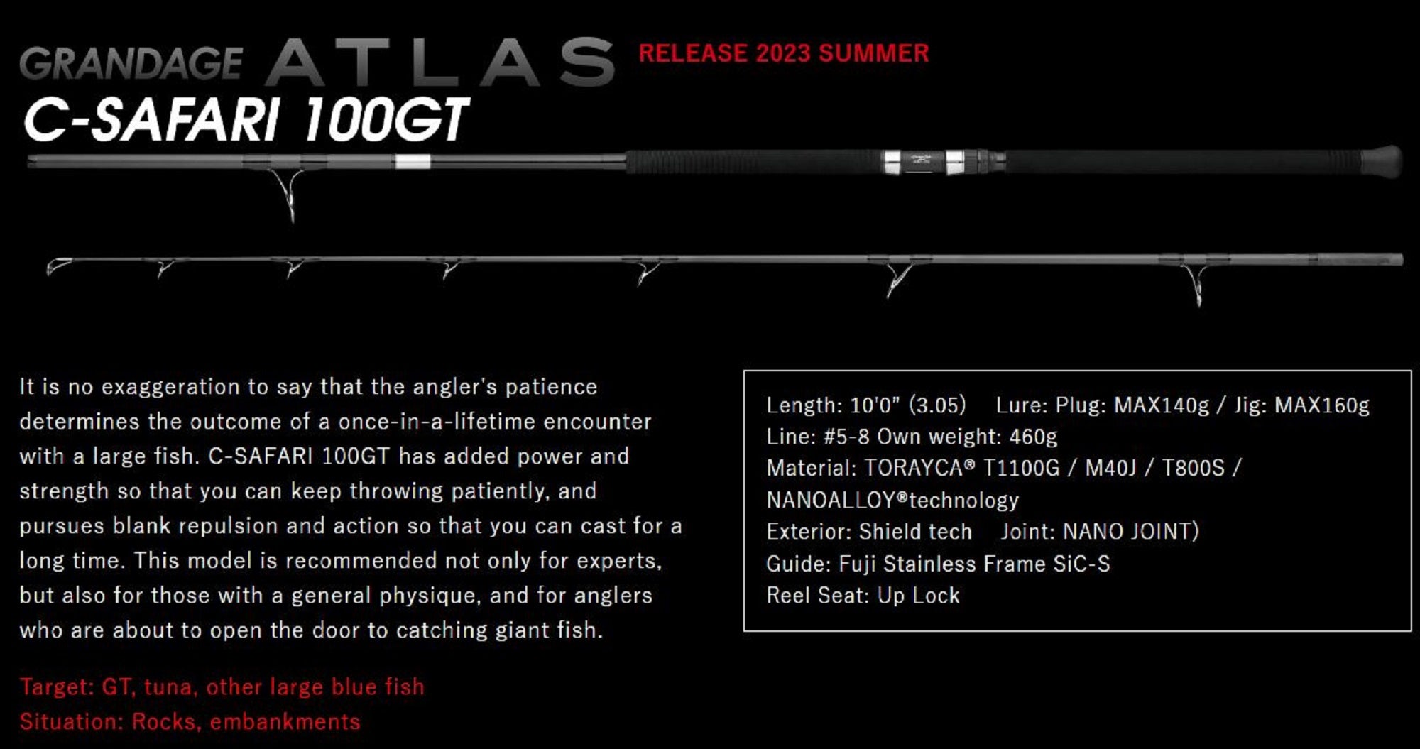 Apia Rod Spinning Grandage Atlas Sea Safari 100GT (5837)