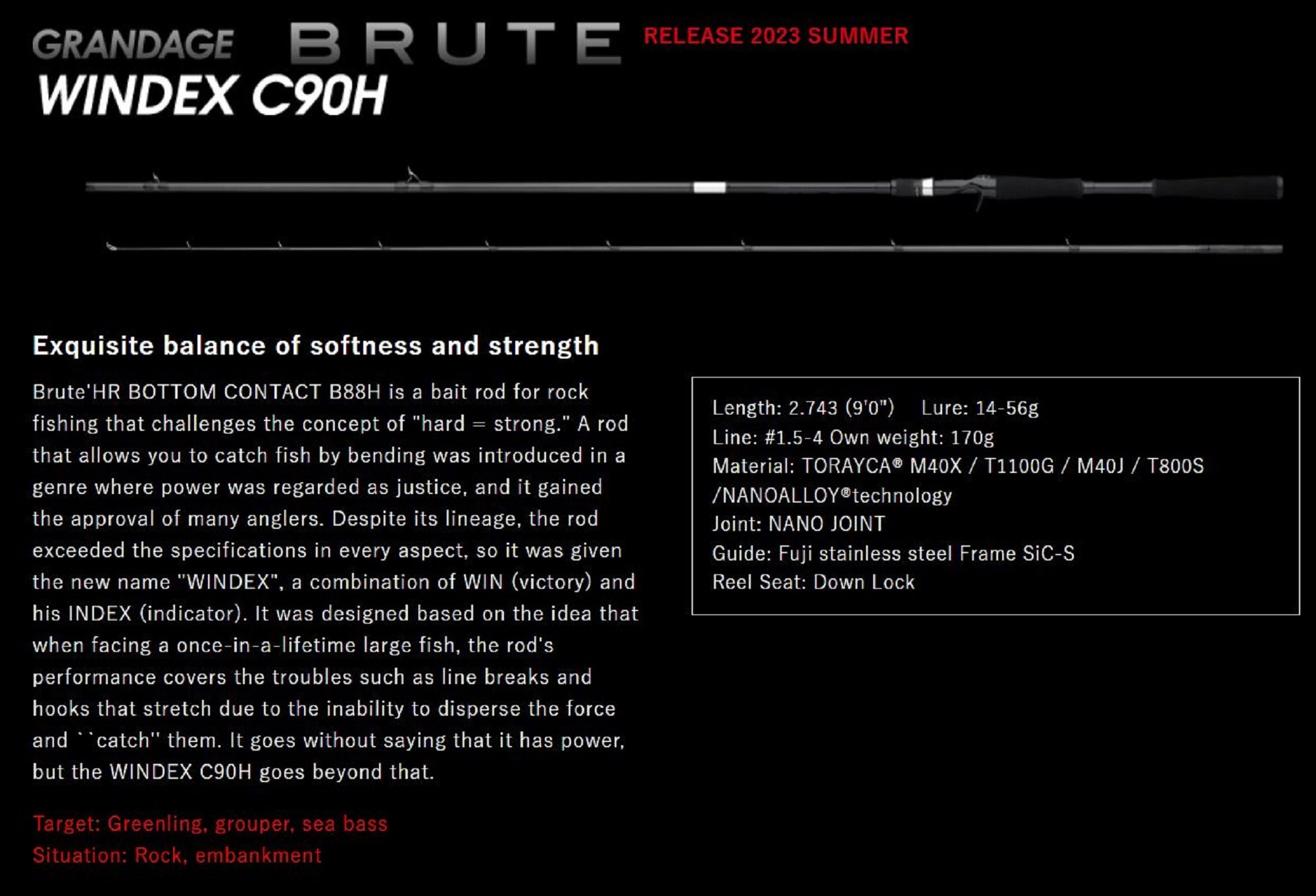 Apia Rod Baitcast Grandage Brute C90H (5882)