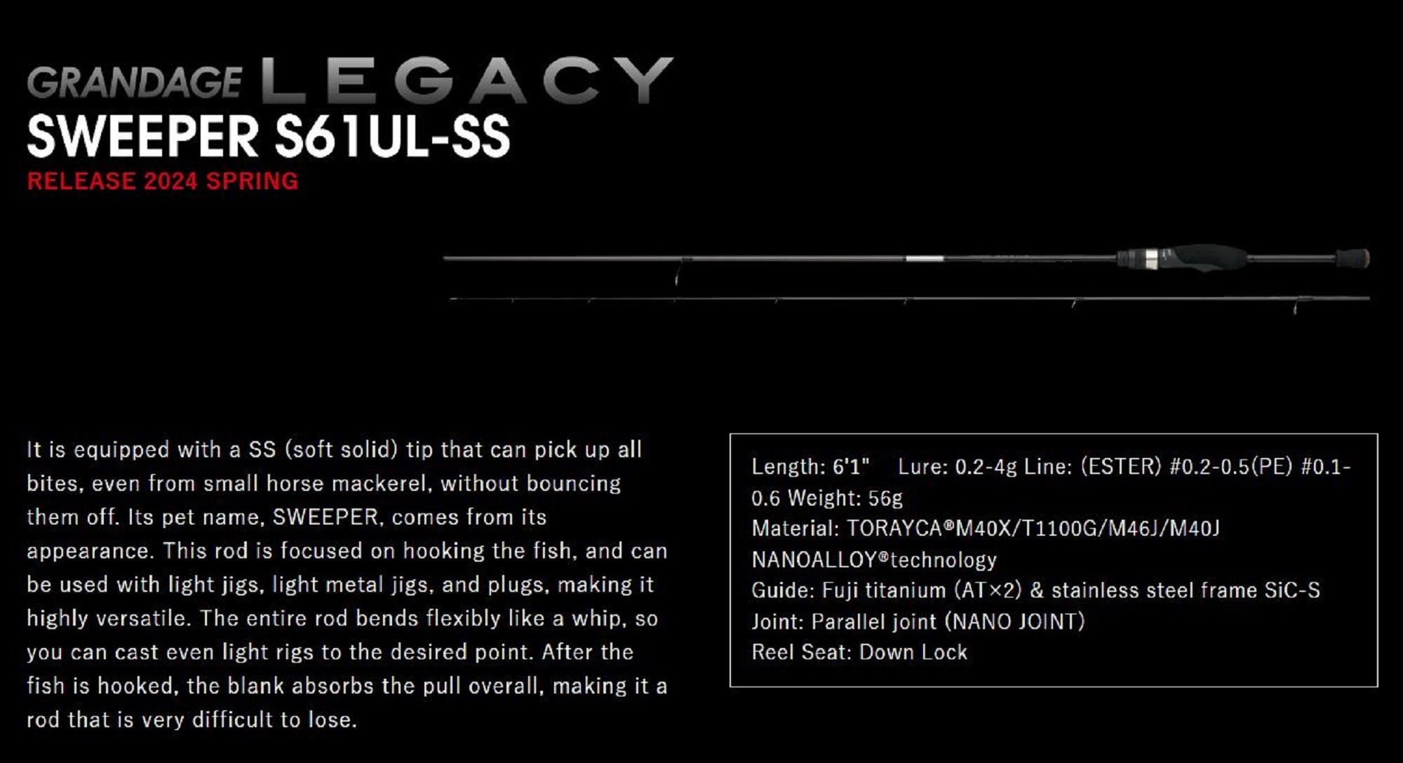 Apia Rod Spinning Grandage Legacy S61UL-SS Sweeper (8005)