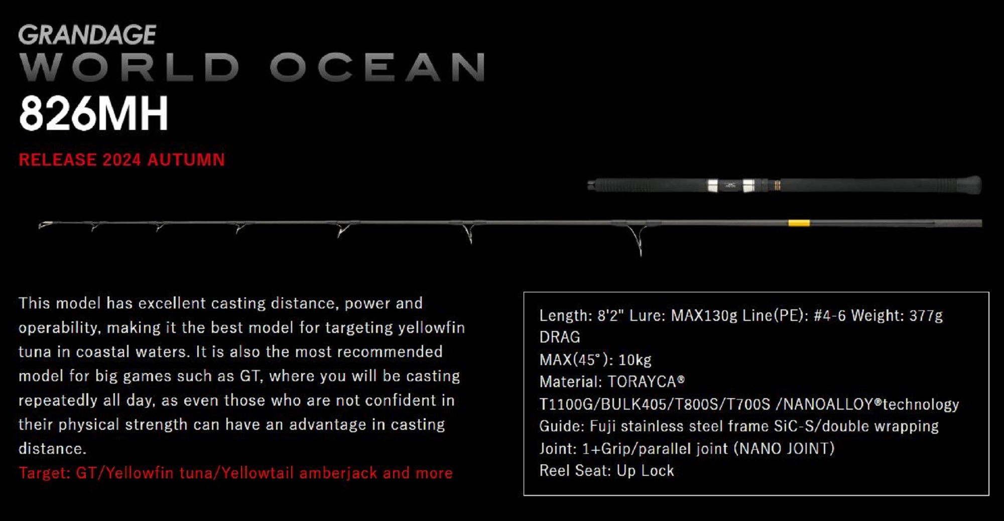 Apia Rod Spinning Grandage World Ocean 826MH (8135)