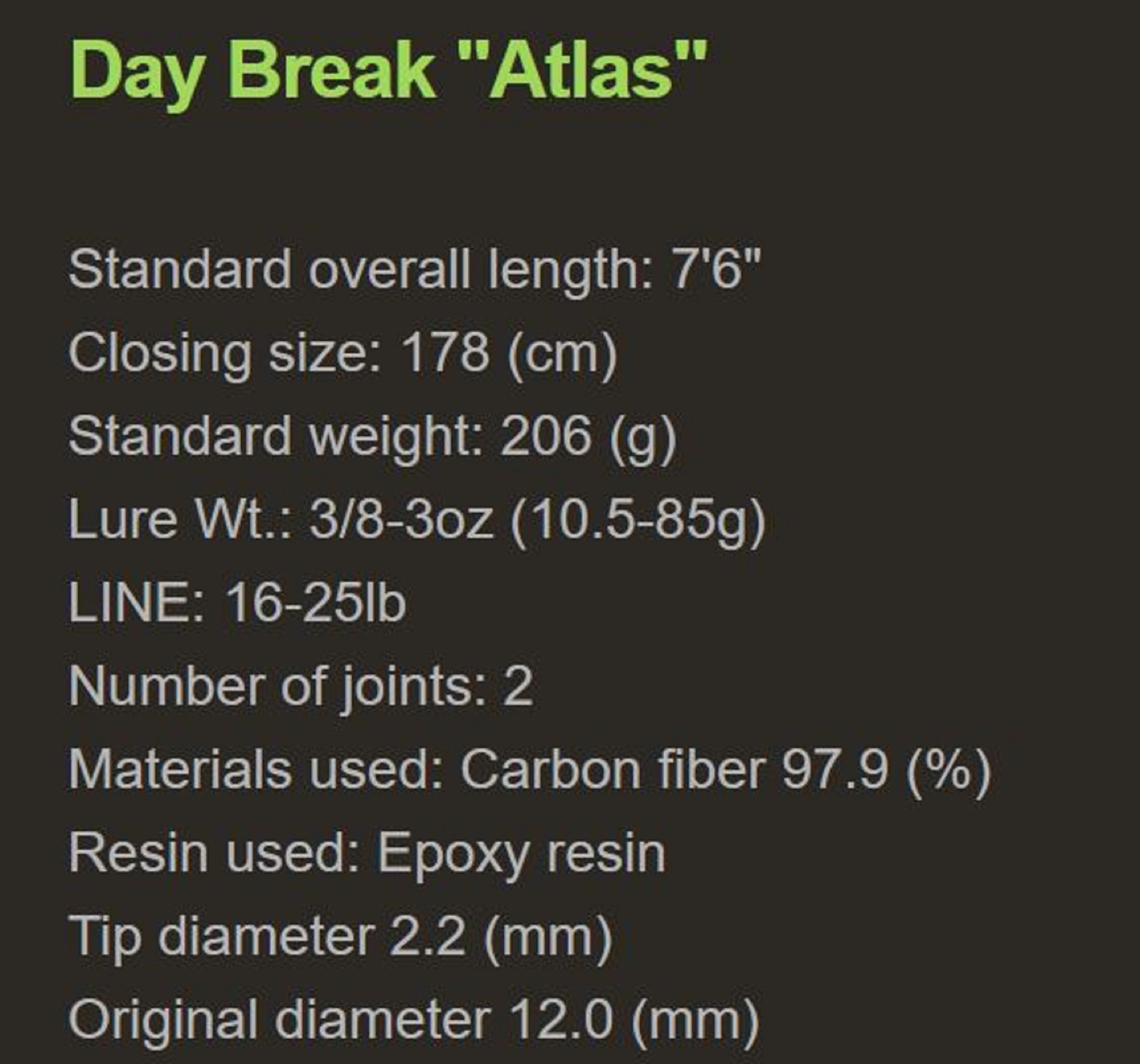 Galapagos Rod Baitcast Daybreak Atlas GDB-C76HSB (1747)