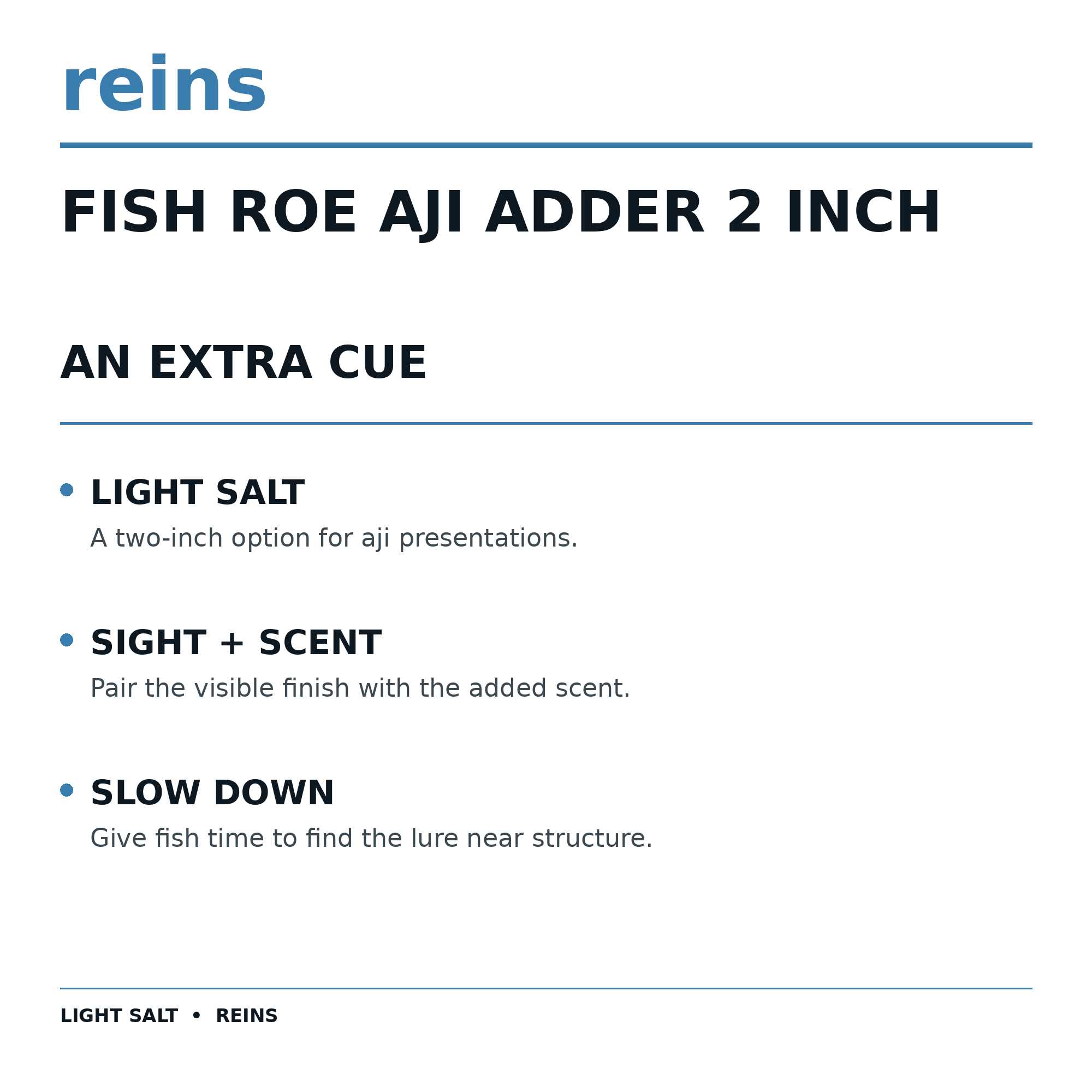 Reins Soft Plastic Fish Roe Aji Adder 2 Inch 15 pieces 199 (5118)
