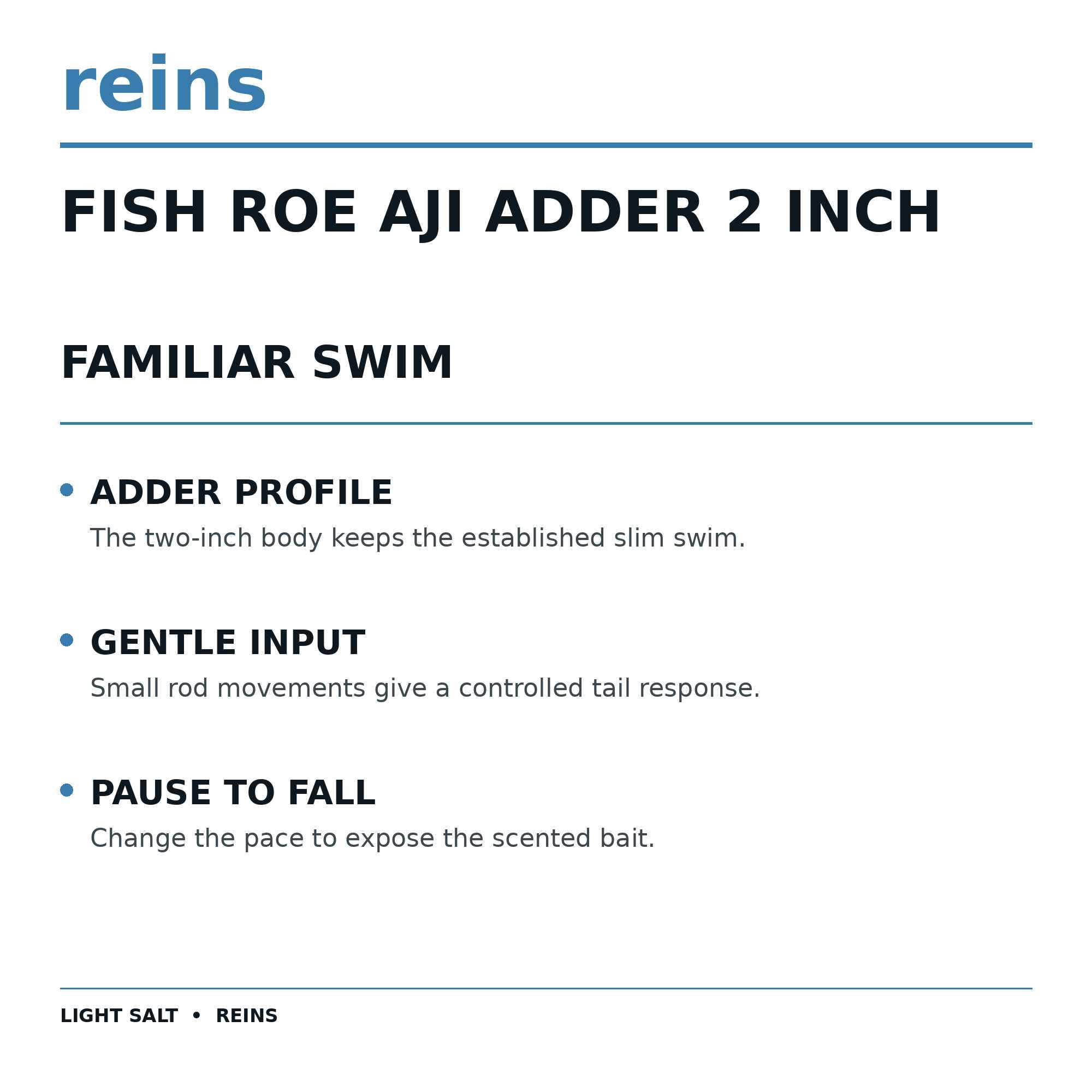 Reins Soft Plastic Fish Roe Aji Adder 2 Inch 15 pieces 280 (5132)