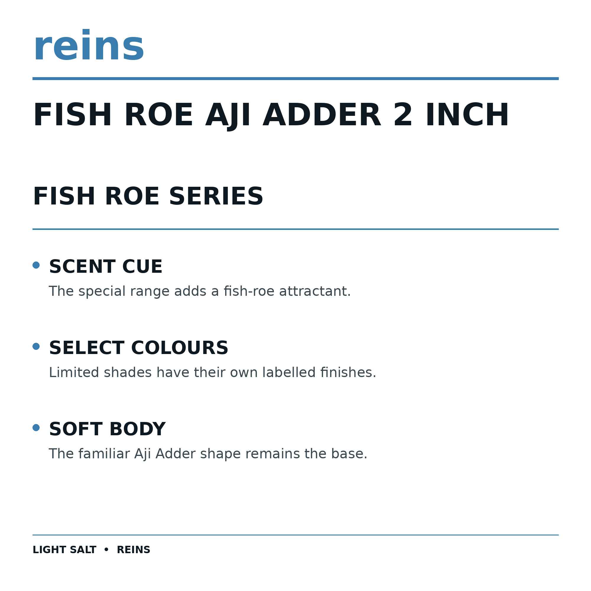 Reins Soft Plastic Fish Roe Aji Adder 2 Inch 15 pieces 280 (5132)