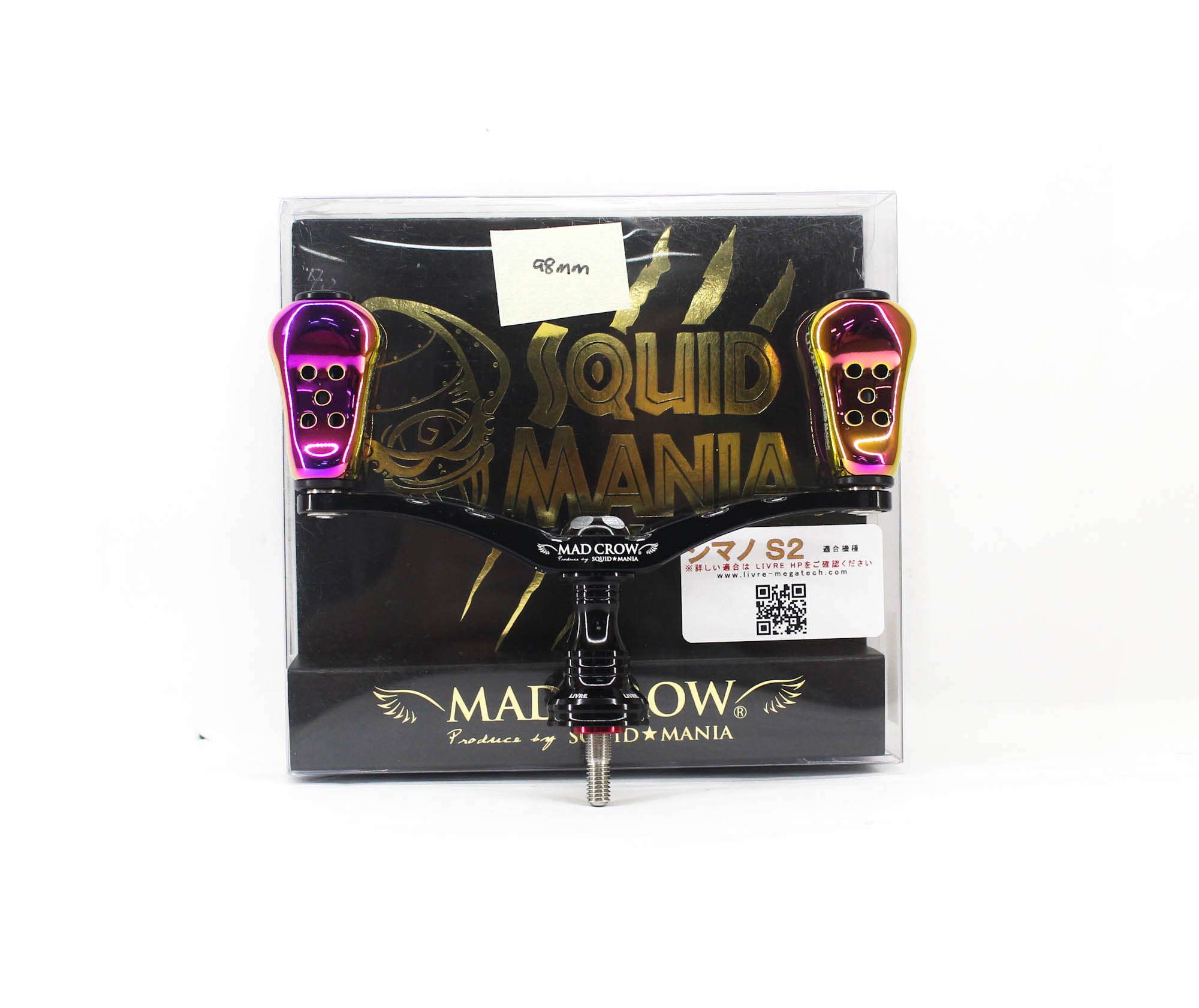 Squid Mania Madcrow Handle Knob 98mm All BK Aurora for Shimano S2 (9389)