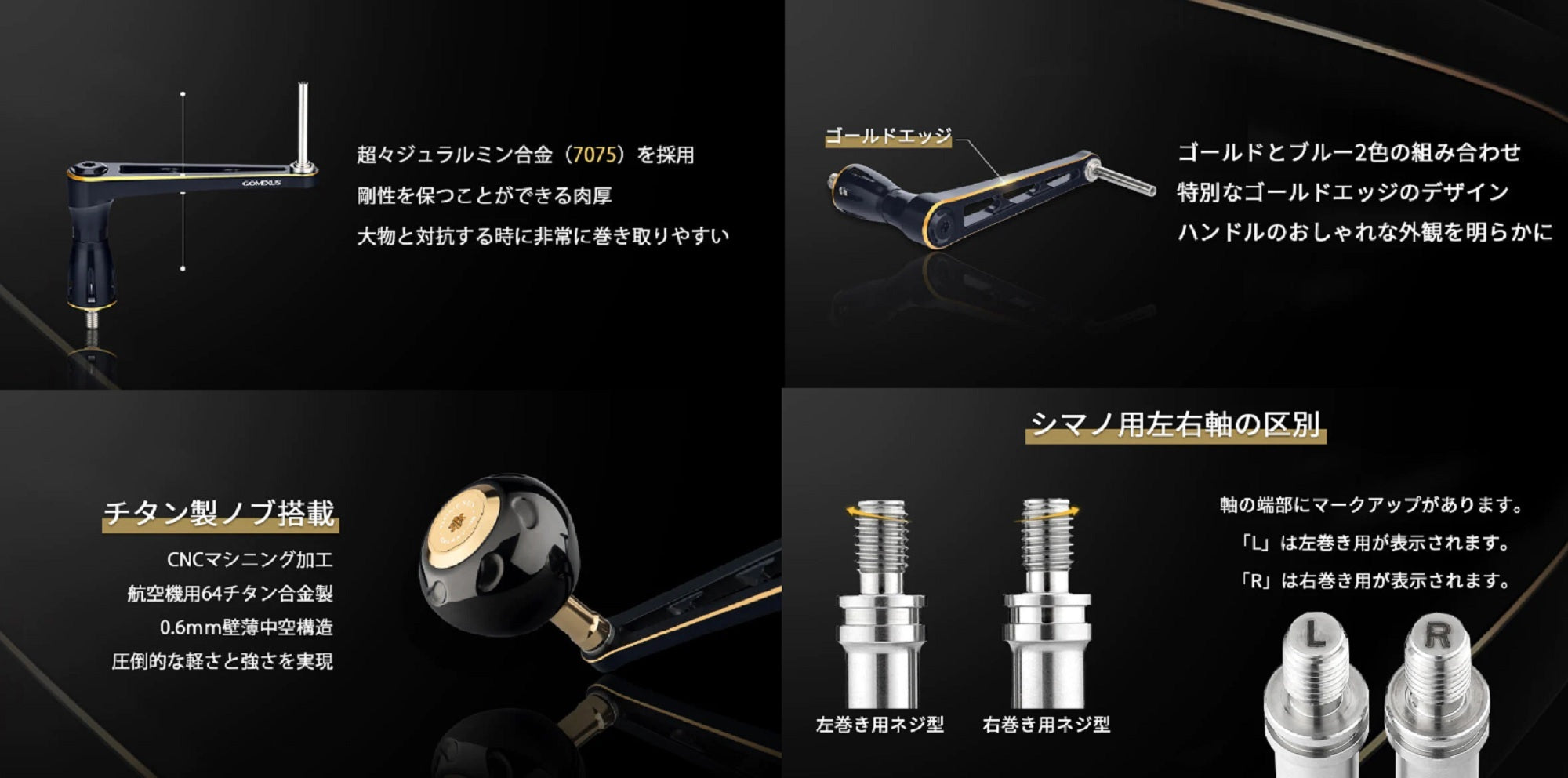 Gomexus CJ70S1B-B45BNGD Handle Spinning Alu Black 70mm Shimano (0543)