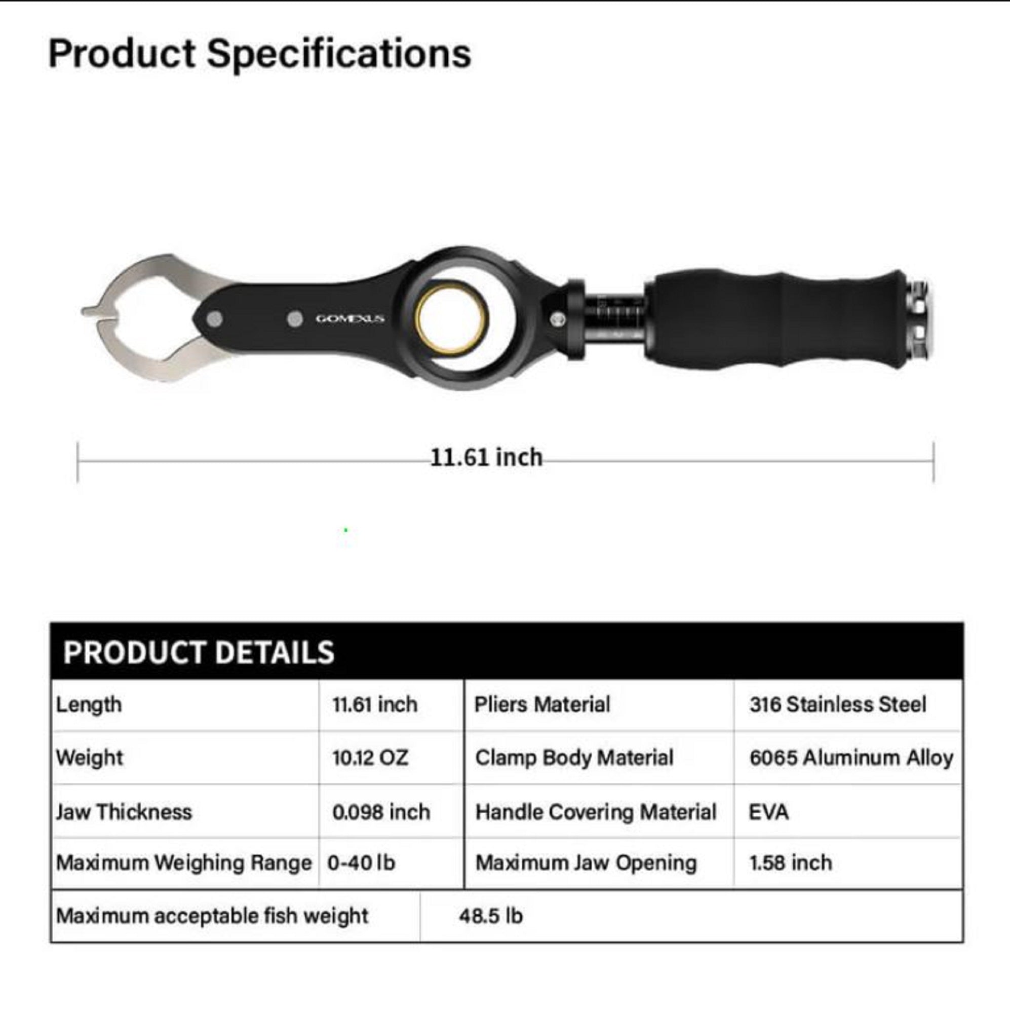 Gomexus IW18-SKBN Fish Grip Weighing Scale 18KG 316 Stainless Steel (0819)