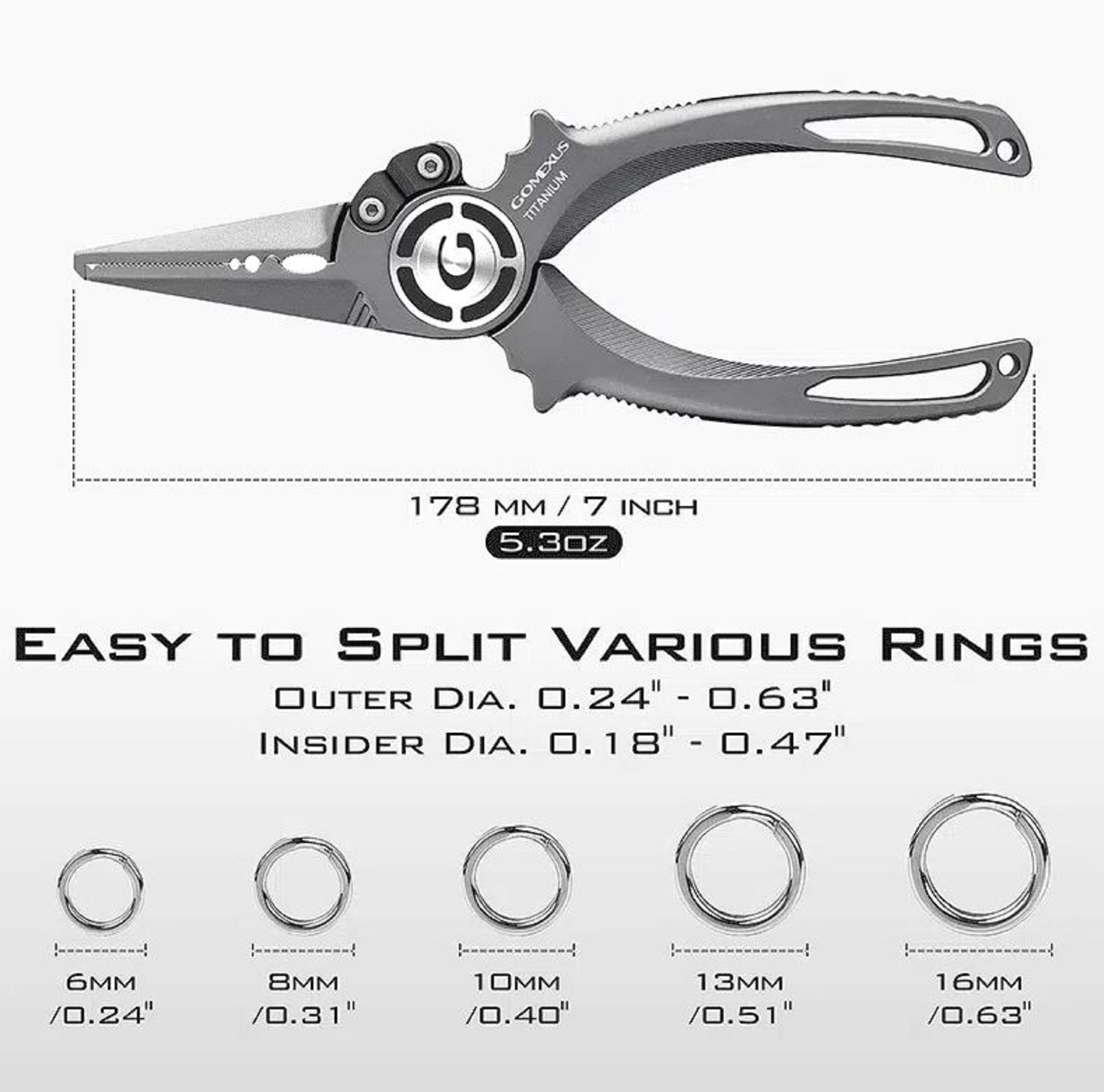 Gomexus TX7-TN Pliers Split Ring Titanium SET (0857)