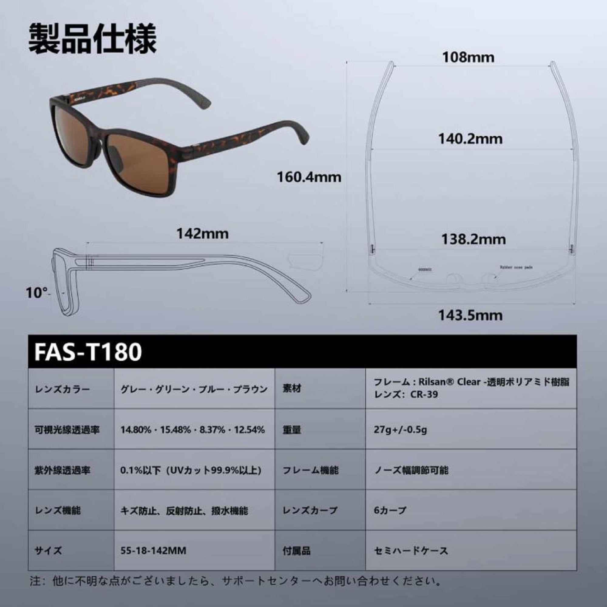 Gomexus FAS-T180-BKGN Sunglasses Polarised Green (1595)