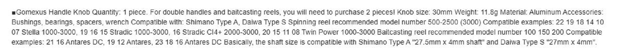 Gomexus AS30TNBK Power Knob Alu Silver 30mm Shimano A, Daiwa S (2455)