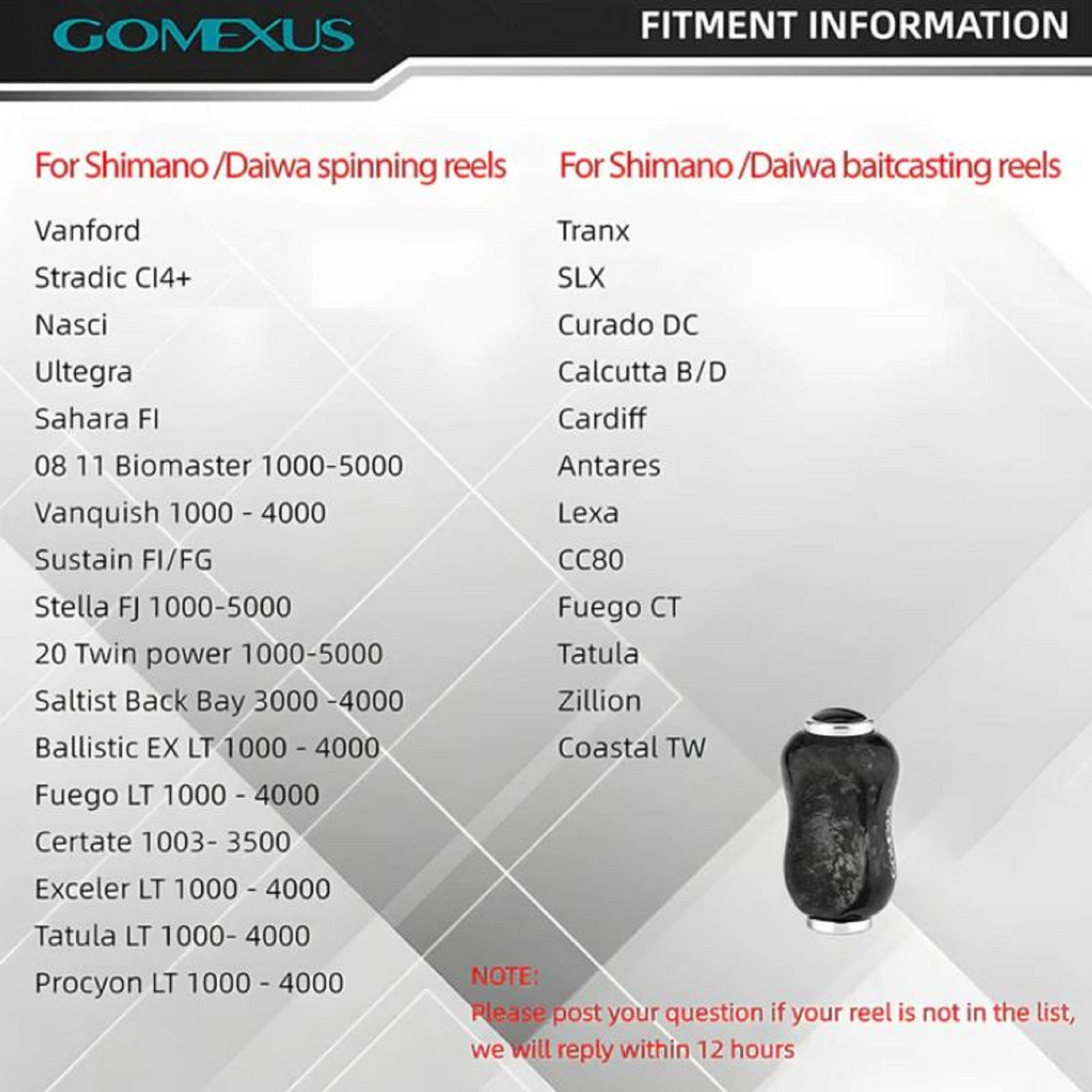 Gomexus K122DFBKBK Handle Knob Carbon Black Shimano A , Daiwa S (2684)