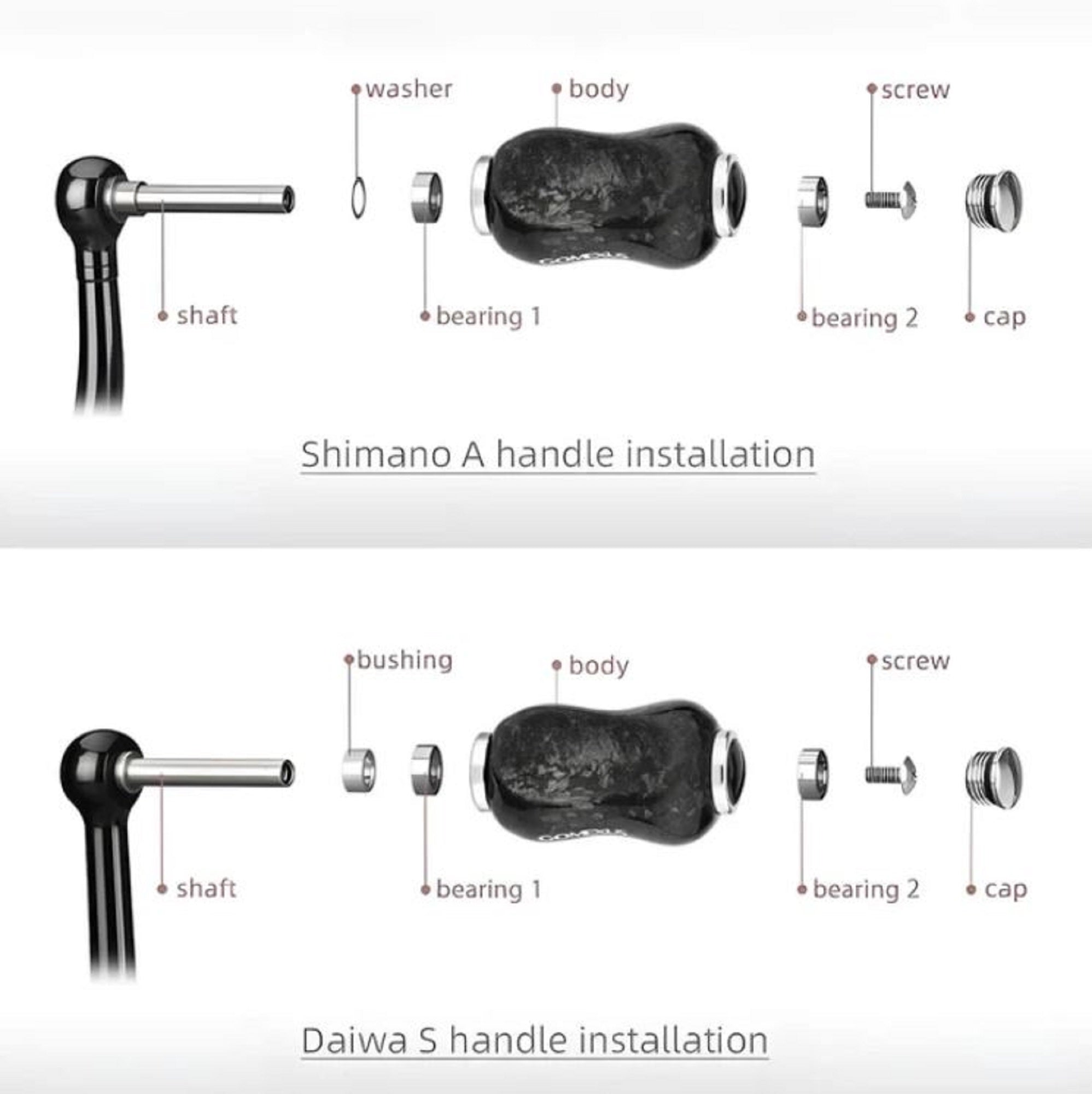 Gomexus K122DFBKBK Handle Knob Carbon Black Shimano A , Daiwa S (2684)