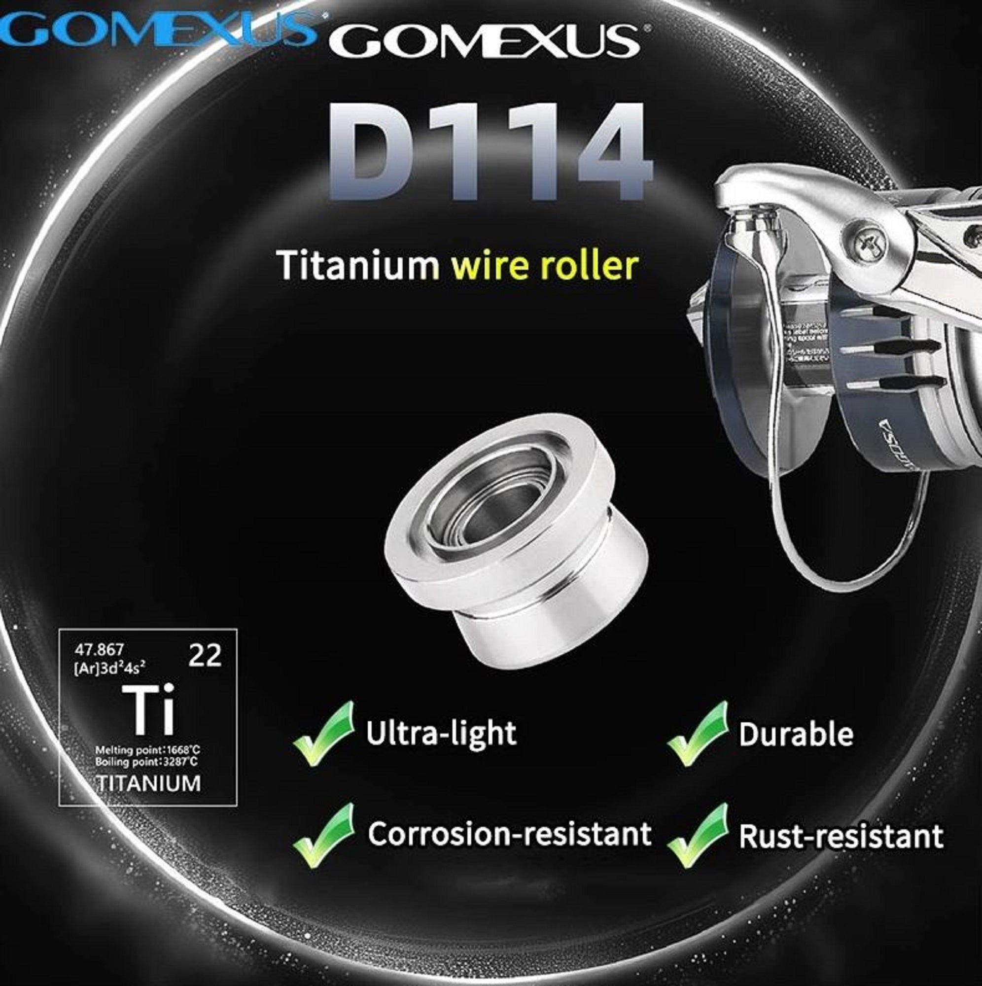 Gomexus D114TTN Line Roller Titanium Silver for Shimano SW 8000-18K (2844)