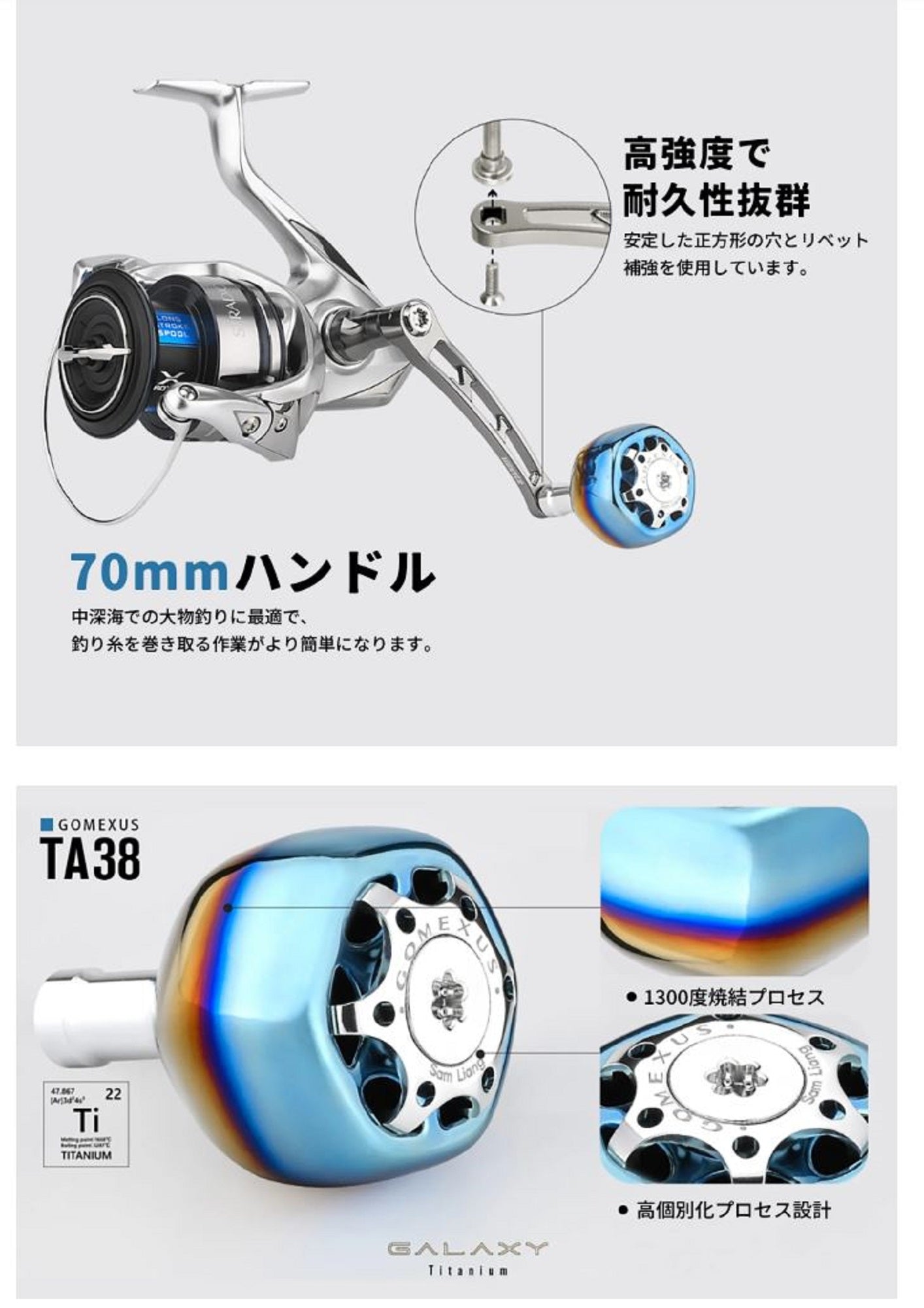 Gomexus H1S70ZA38T01TNXS Handle Hunter Alu Silver 70mm Shimano (2929)