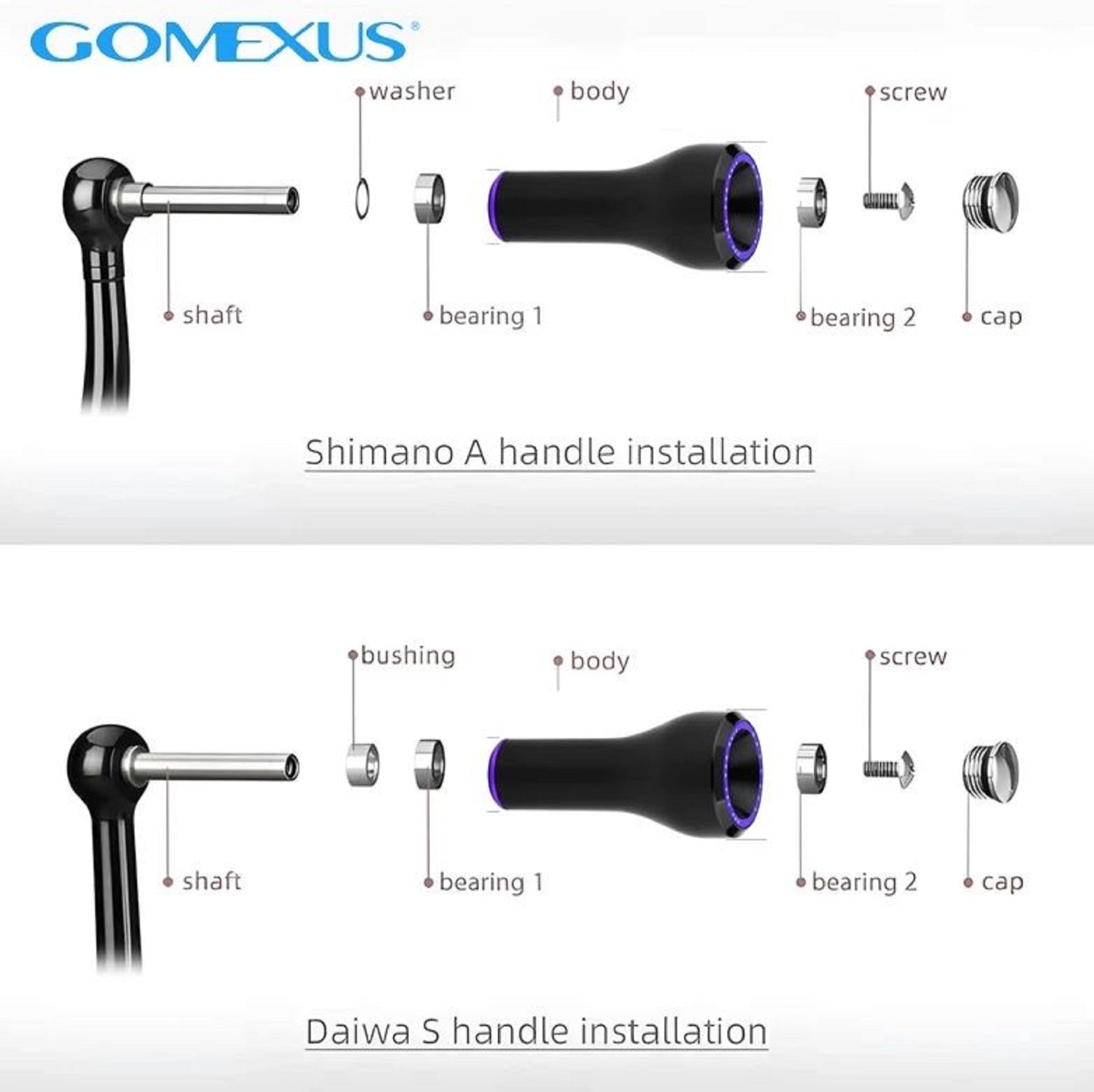 Gomexus A24LTNBK Knob Aluminum Silver 24mm Shimano A , Daiwa S (4282)