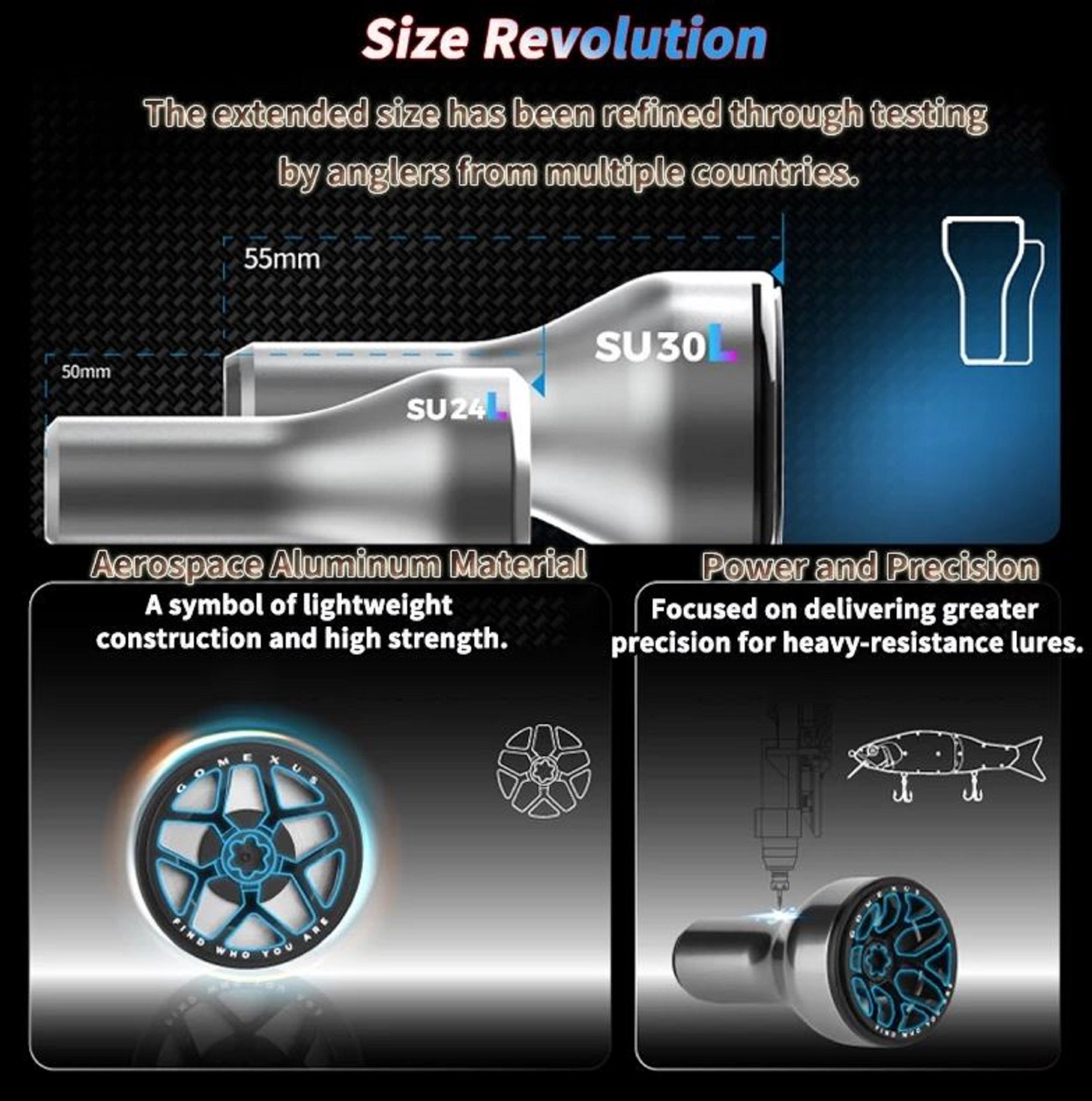 Gomexus A24LTNBK Knob Aluminum Silver 24mm Shimano A , Daiwa S (4282)