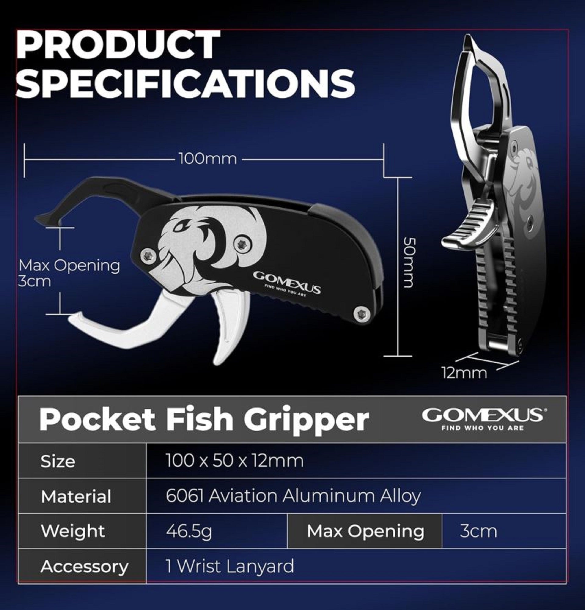 Gomexus KY100BKSR Fish Grip Pocket Light Weight Silver (4978)