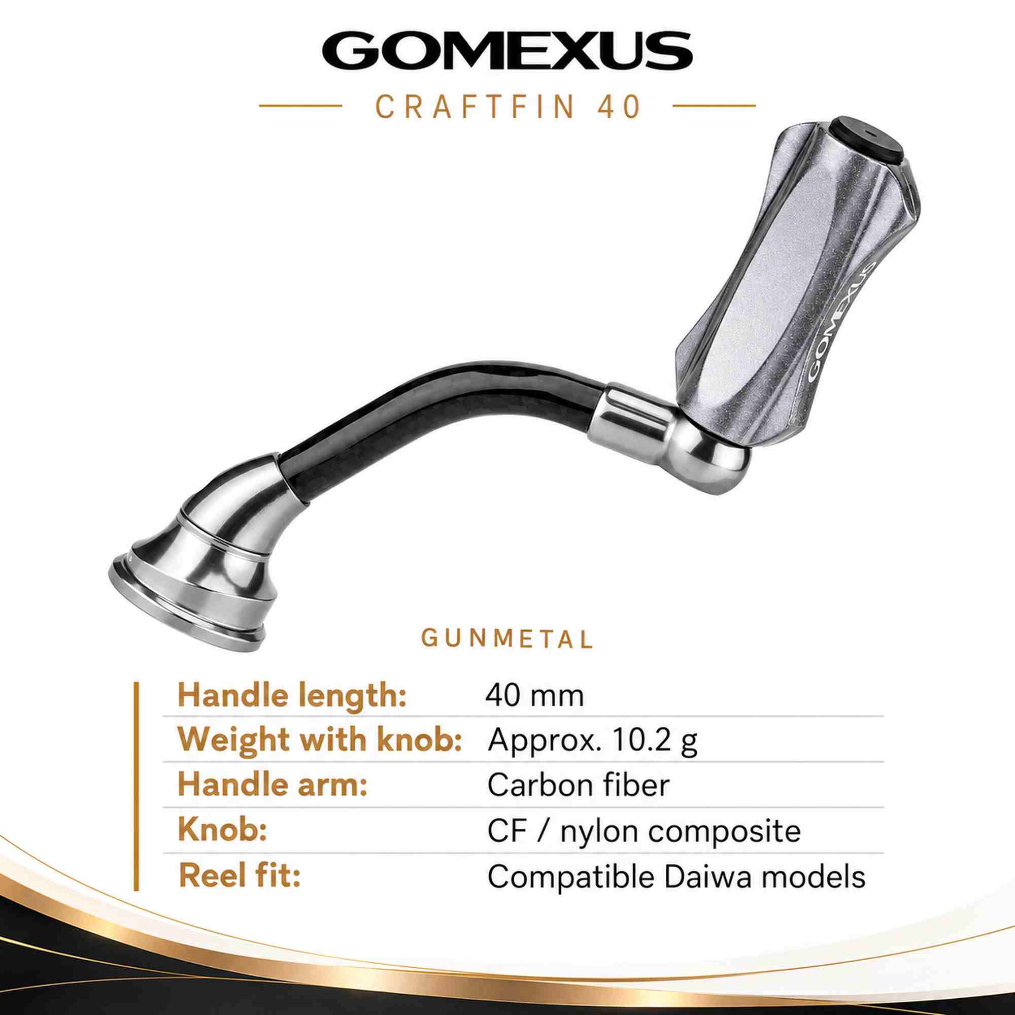 Gomexus H2S40F18ZFSTST Handle Carbon Fiber 40mm Daiwa (5449)