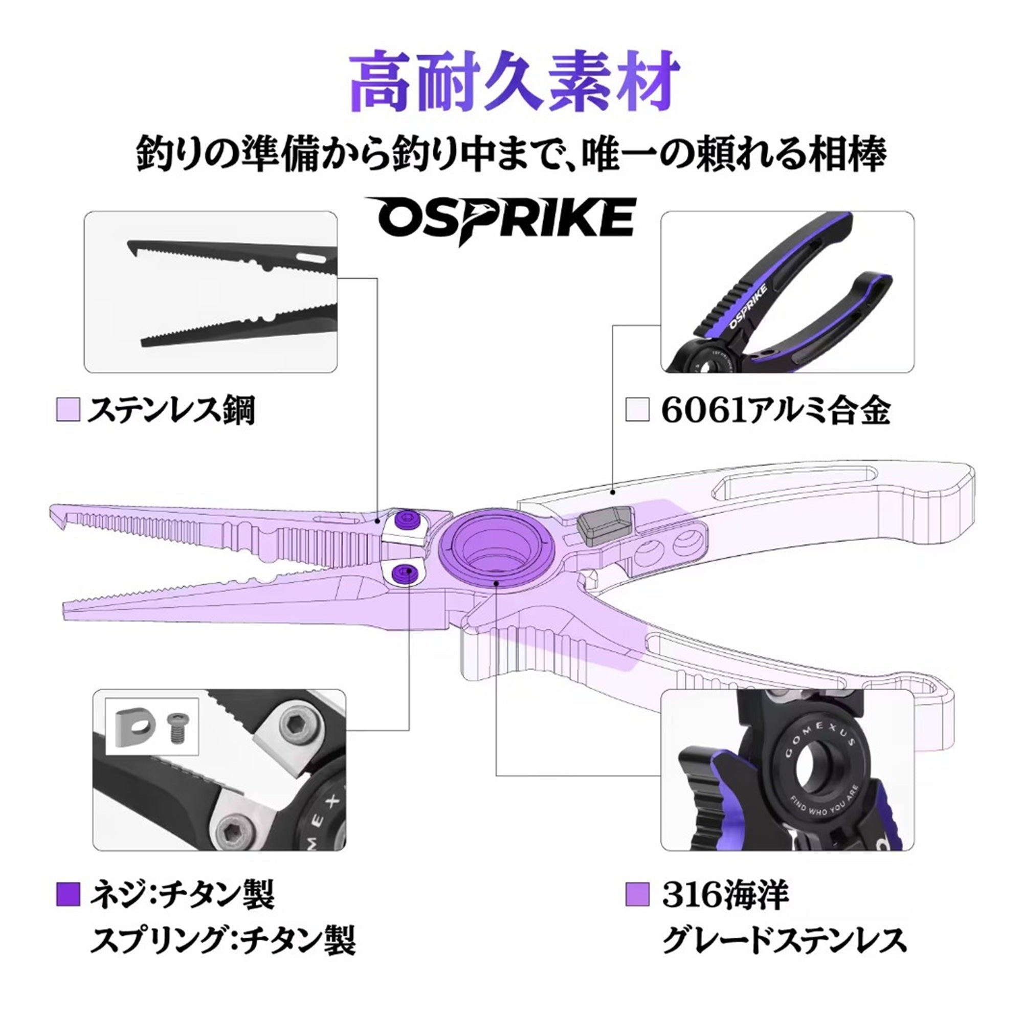 Gomexus SUS7-SO-JBKRD Pliers OSPRIKE 7 Stainless Steel Alu BKRD (5531)