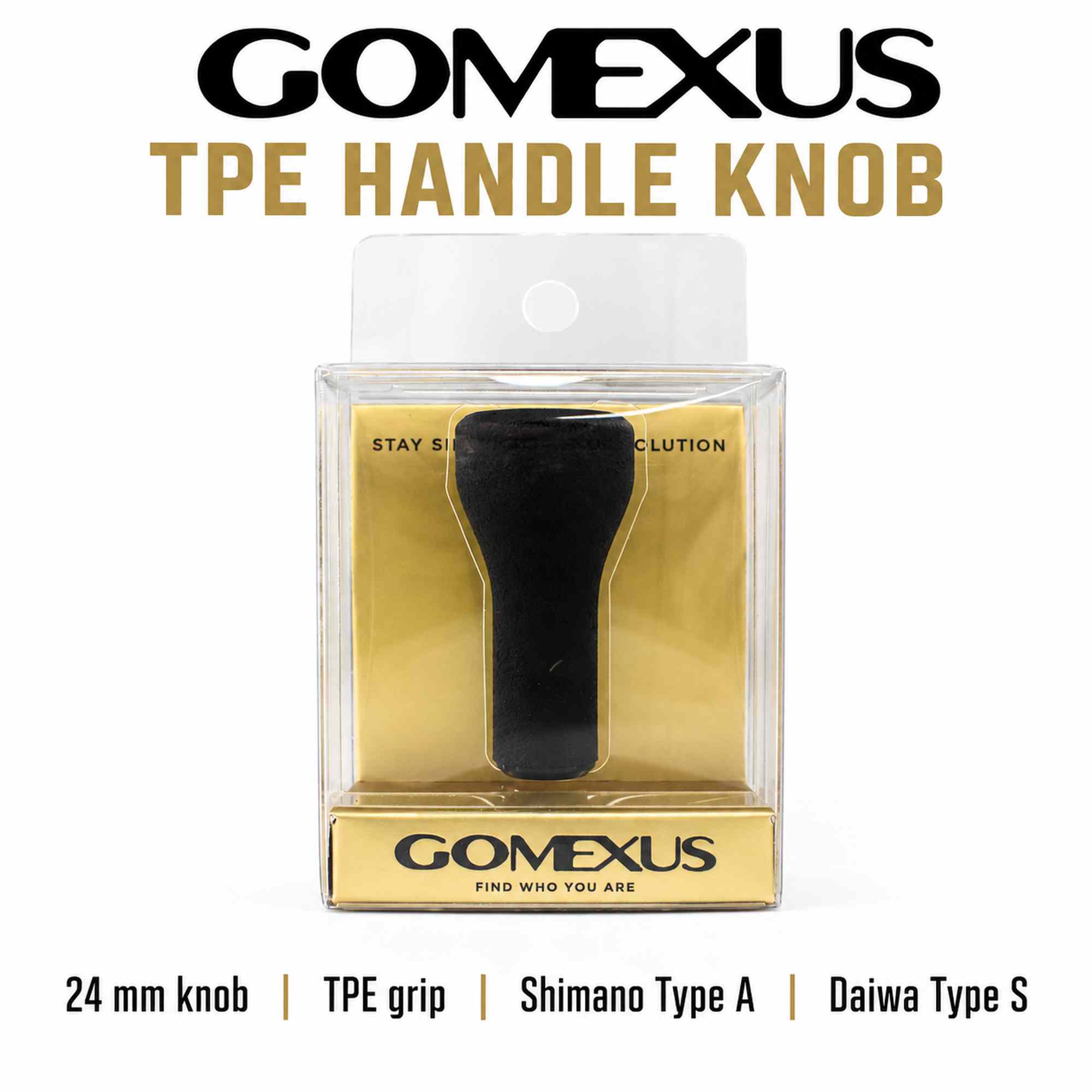Gomexus K124PBKBK Knob TPE Black 24mm Shimano A, Daiwa S (6095)