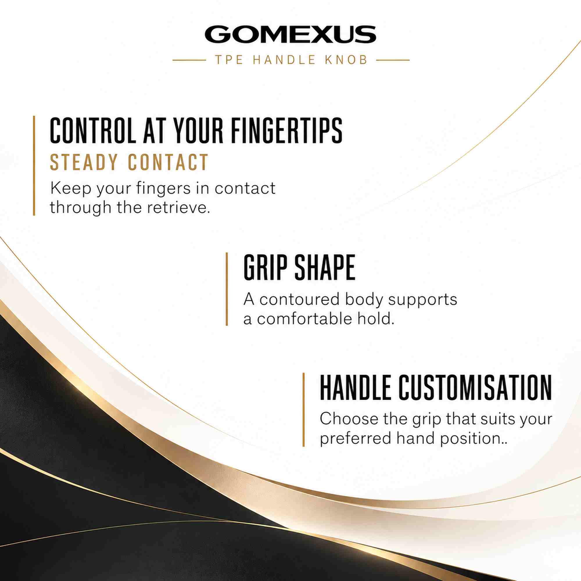 Gomexus K124PBKBK Knob TPE Black 24mm Shimano A, Daiwa S (6095)
