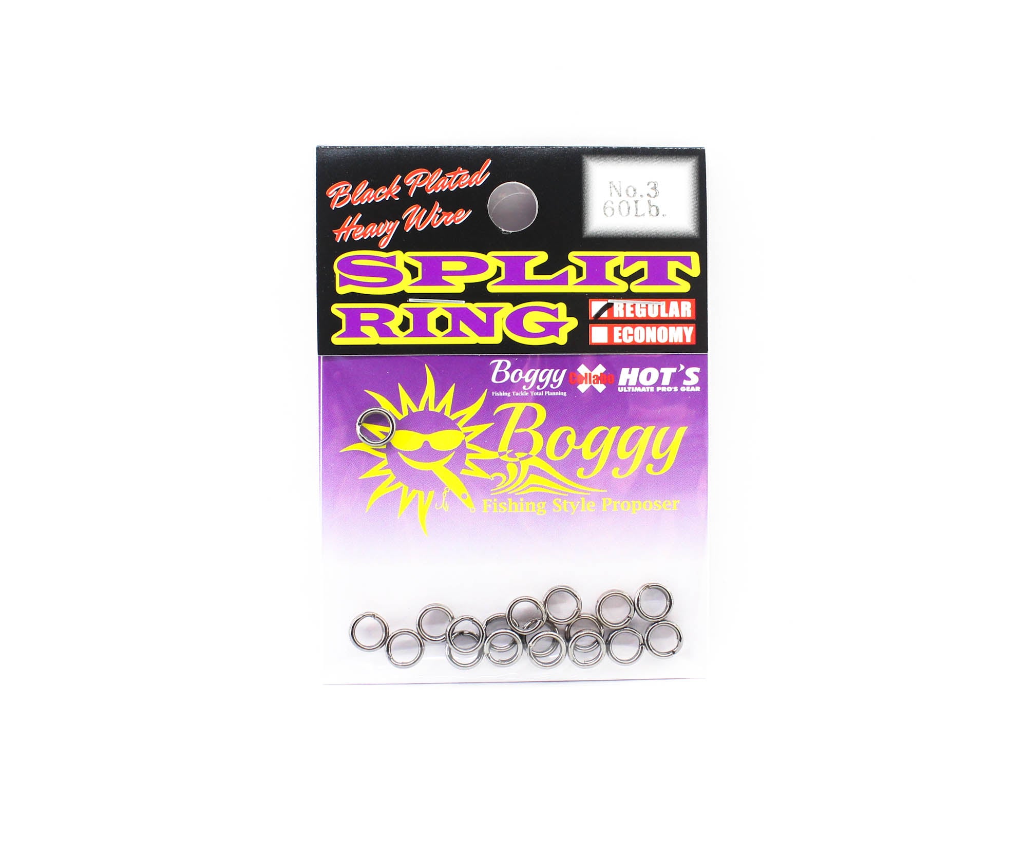 Boggy Split Ring Black Regular Size 3 60lb 18 /pack (1533)