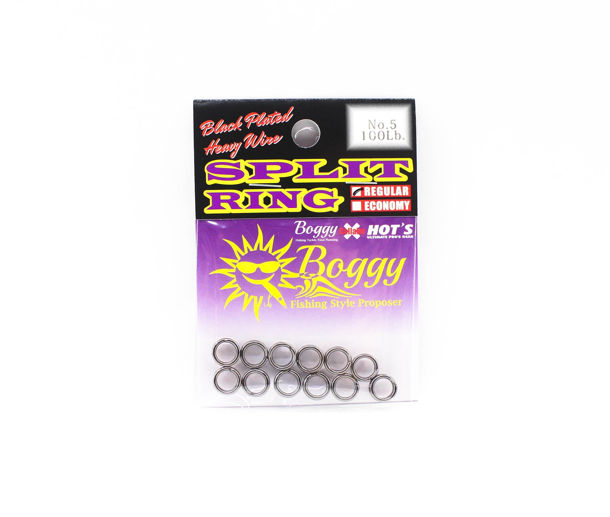 Boggy Split Ring Black Regular Size 5 100lb 12 /pack (1557)