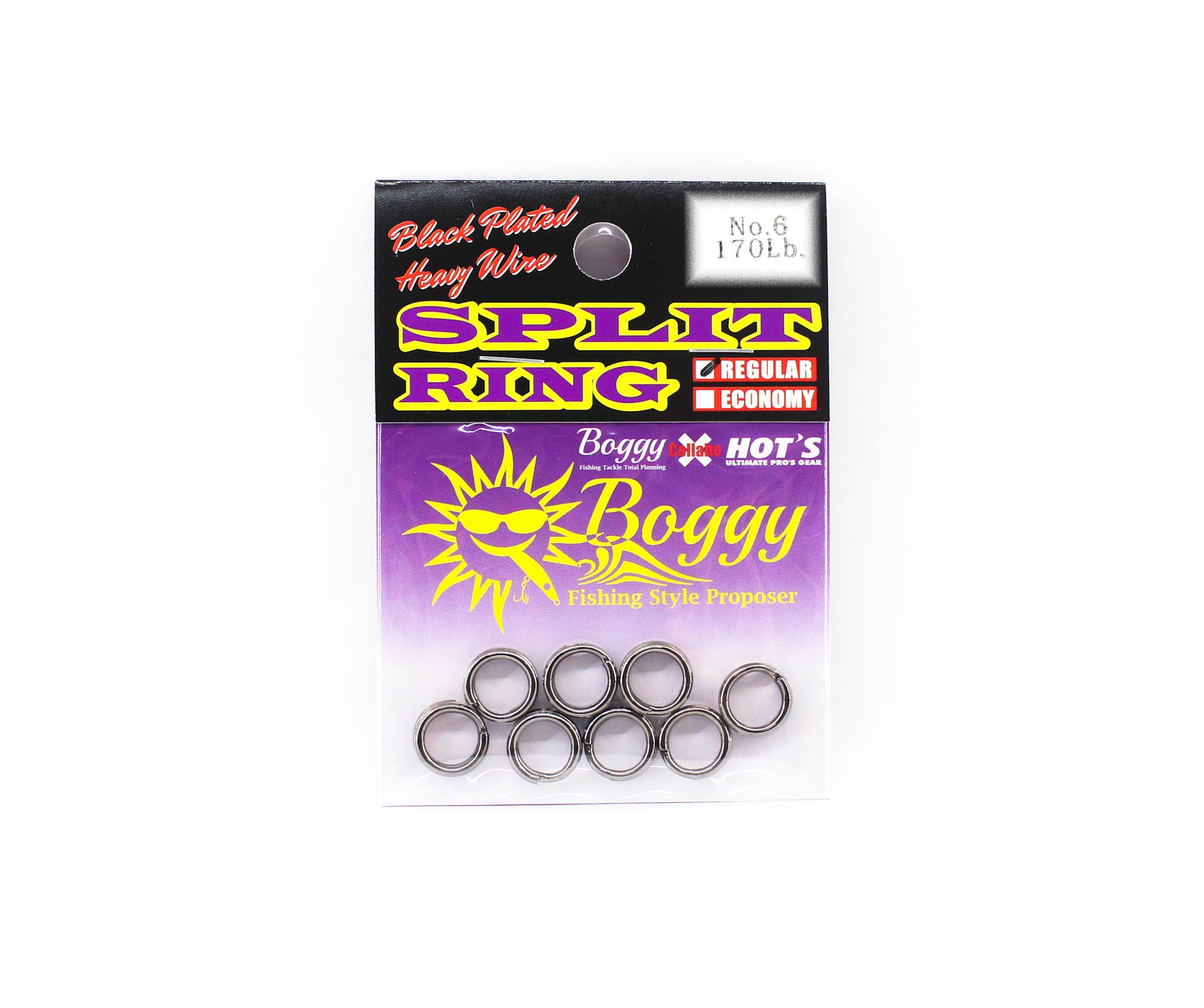 Boggy Split Ring Black Regular Size 6 170lb 8 /pack (1564)