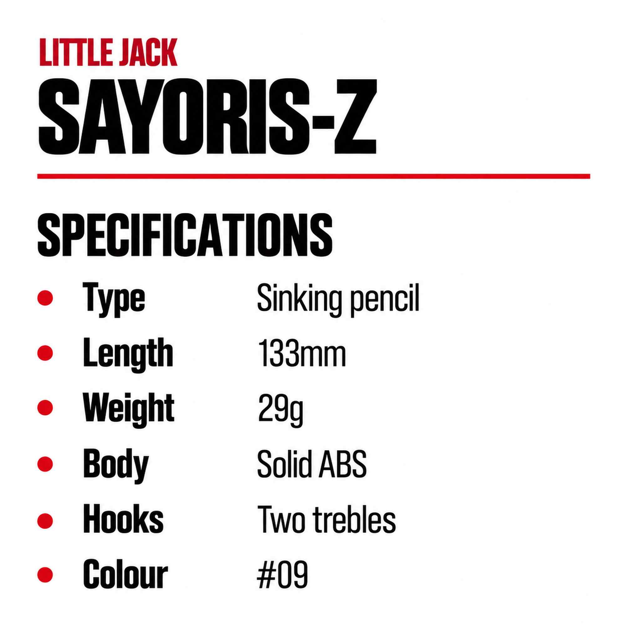 Little Jack Sayoris-Z 133 mm 29 grams Sinking Lure 09 (5159)