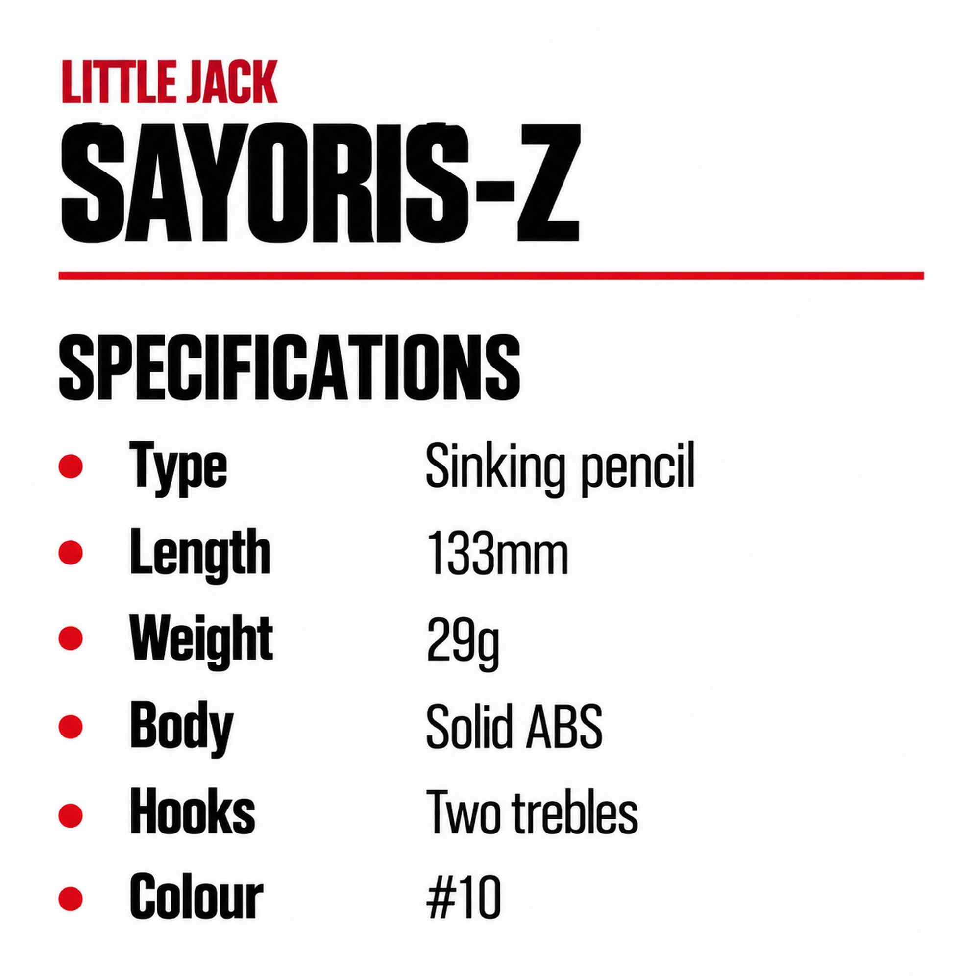 Little Jack Sayoris-Z 133 mm 29 grams Sinking Lure 10 (5166)