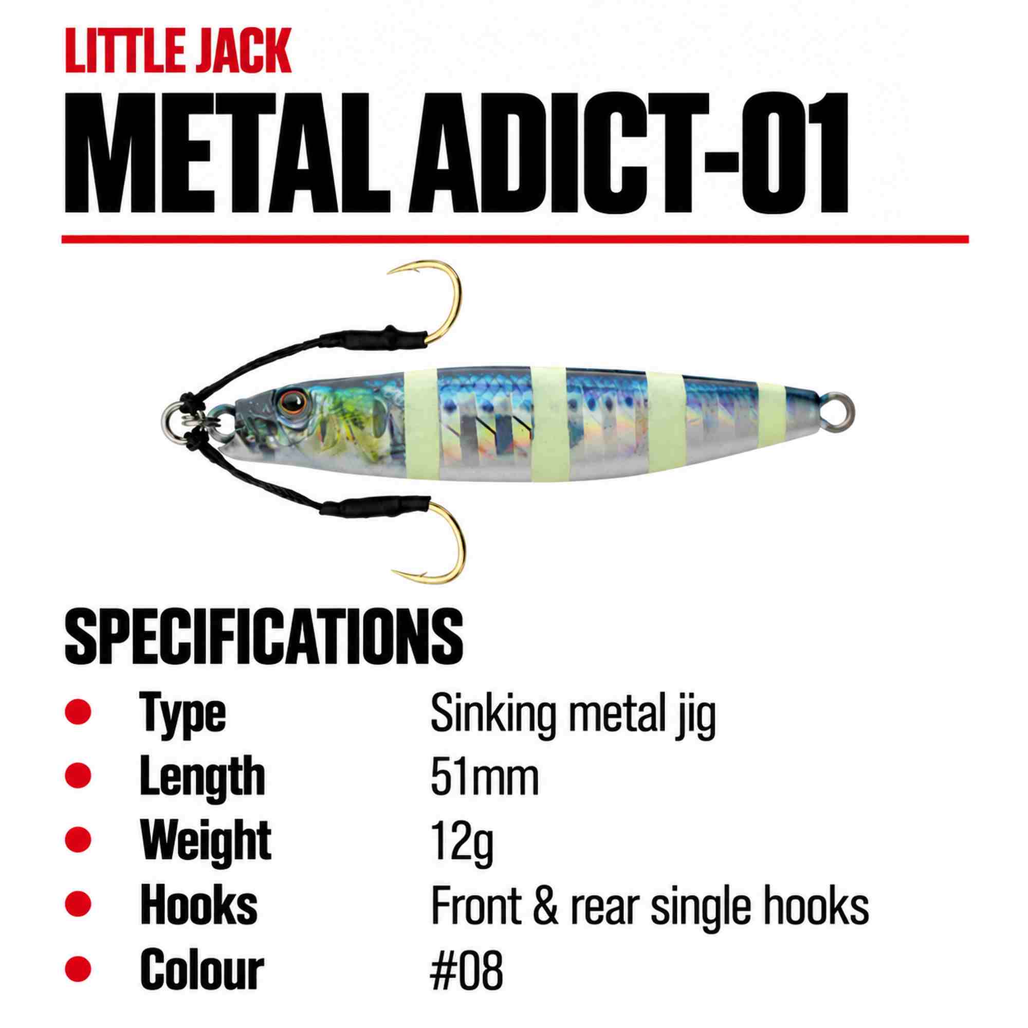 Little Jack Metal Jig Metal Adict 01 51mm 12 grams 08 (5449)