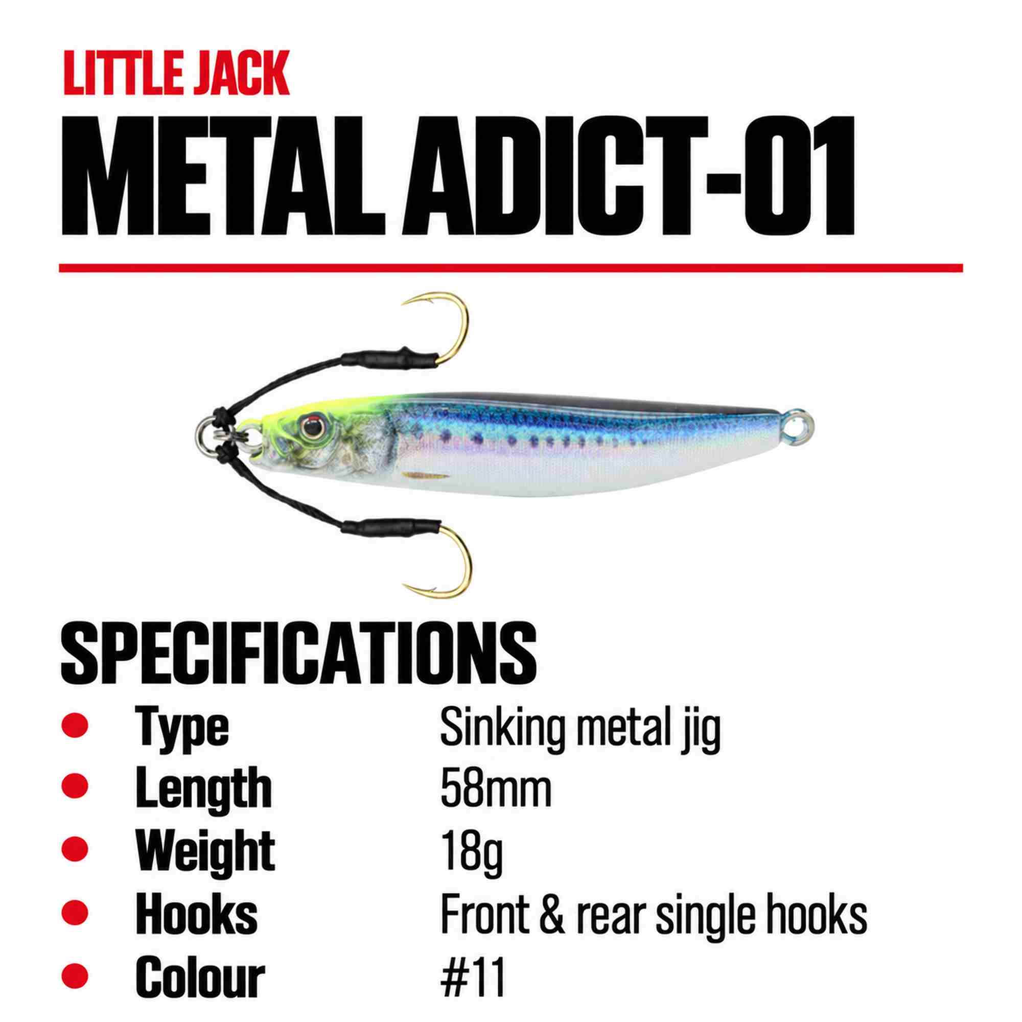 Little Jack Metal Jig Metal Adict 01 58mm 18 grams 11 (8228)