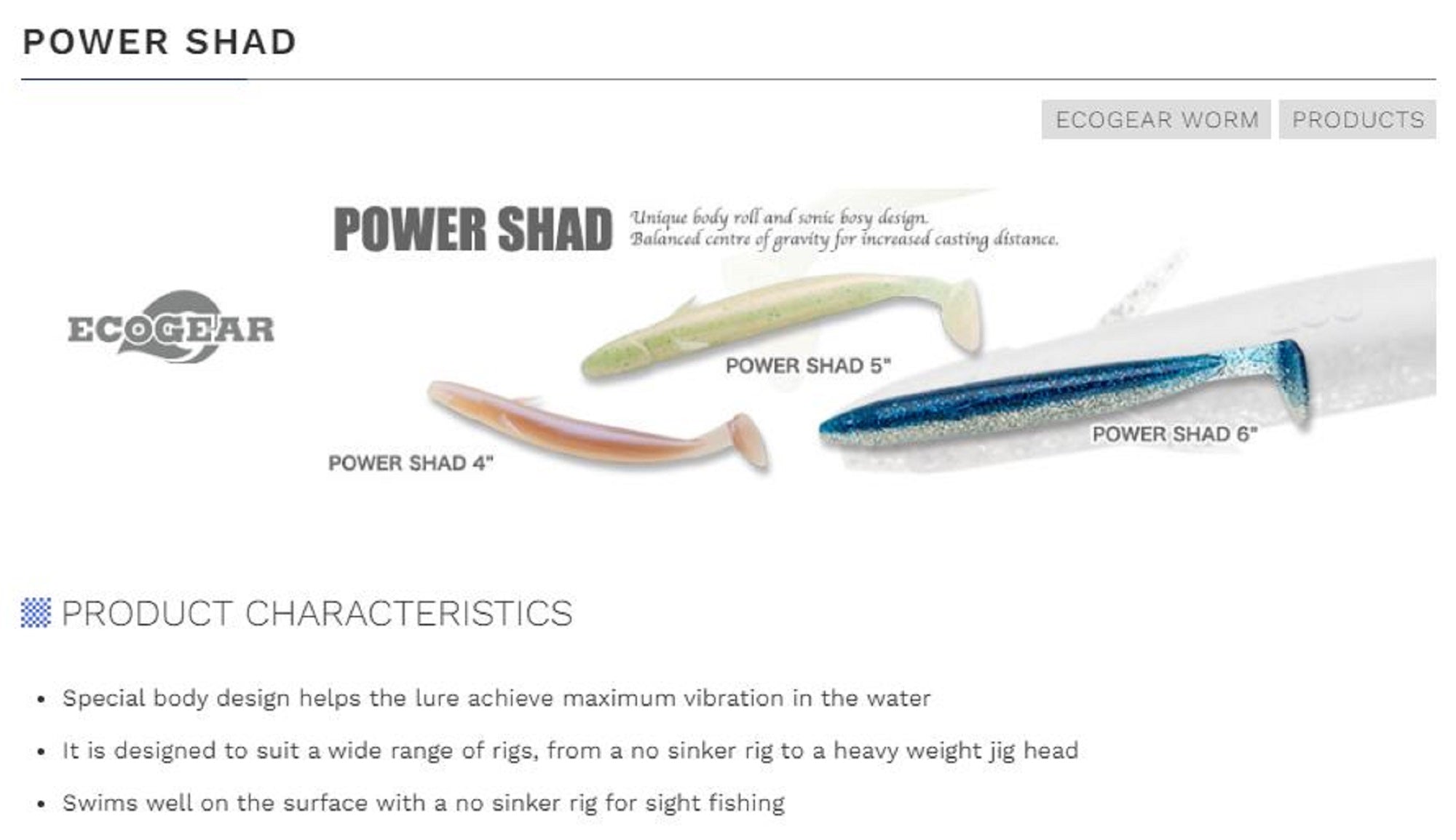 Sale Ecogear Soft Lure Power Shad 6 Inch 168 (5217)