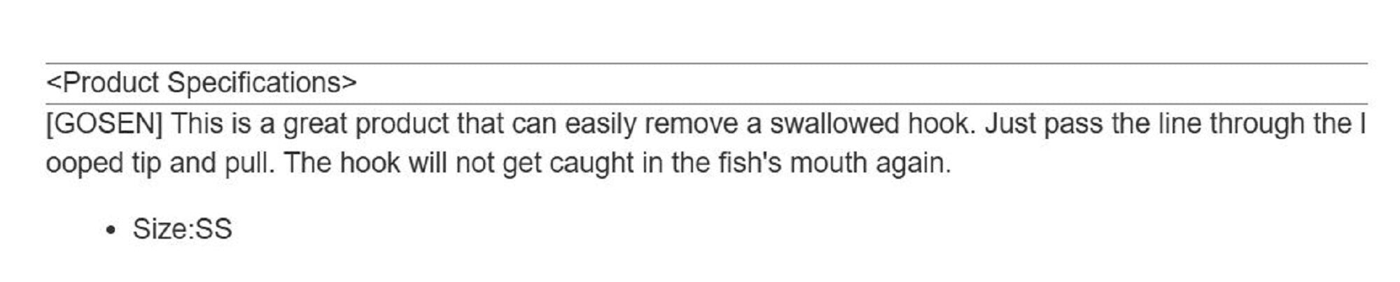 Gosen GCN 60 Hook Remover Size SS (3648)