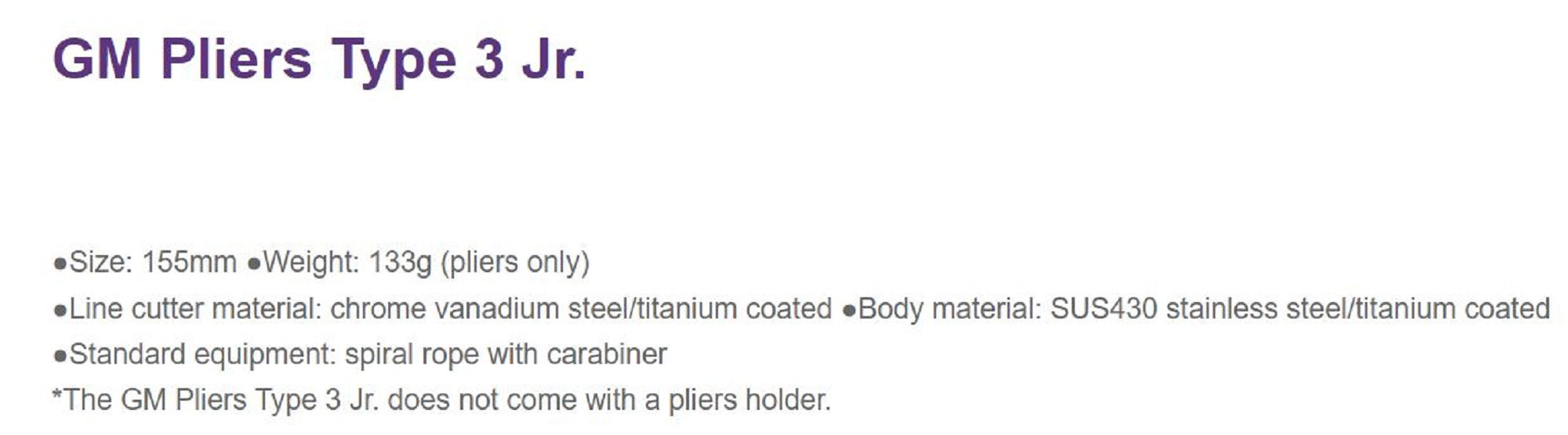 Golden Mean Fishing Pliers Type 3 Junior 133 grams 155 mm Gunmetal (4248)