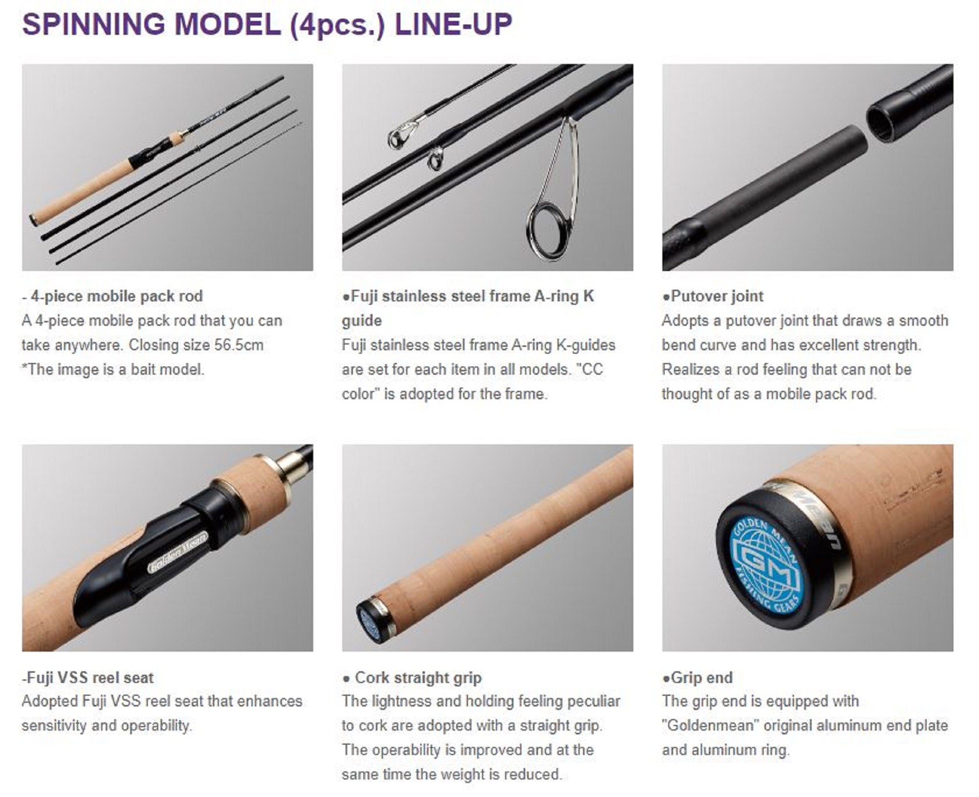 Golden Mean Rod Spinning Pack Man PMS-610L 4 piece Travel Rod (4682)