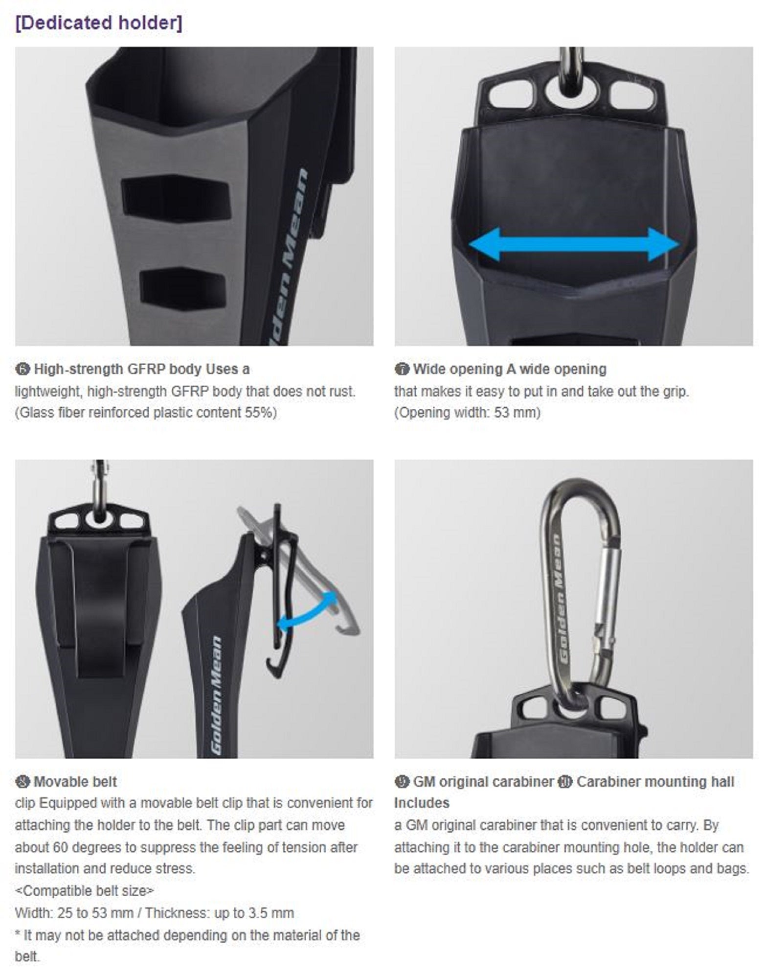 Golden Mean Capture Grip Set with Holder Black (9656)