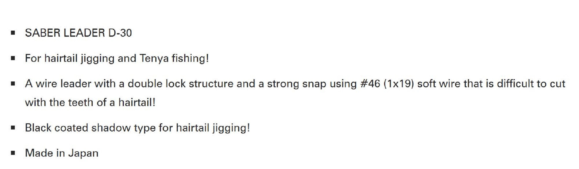 Ten Mouth Saber Wire Leader D-30 2 Pieces Per Pack Size 6 Inch 15cm (4836)