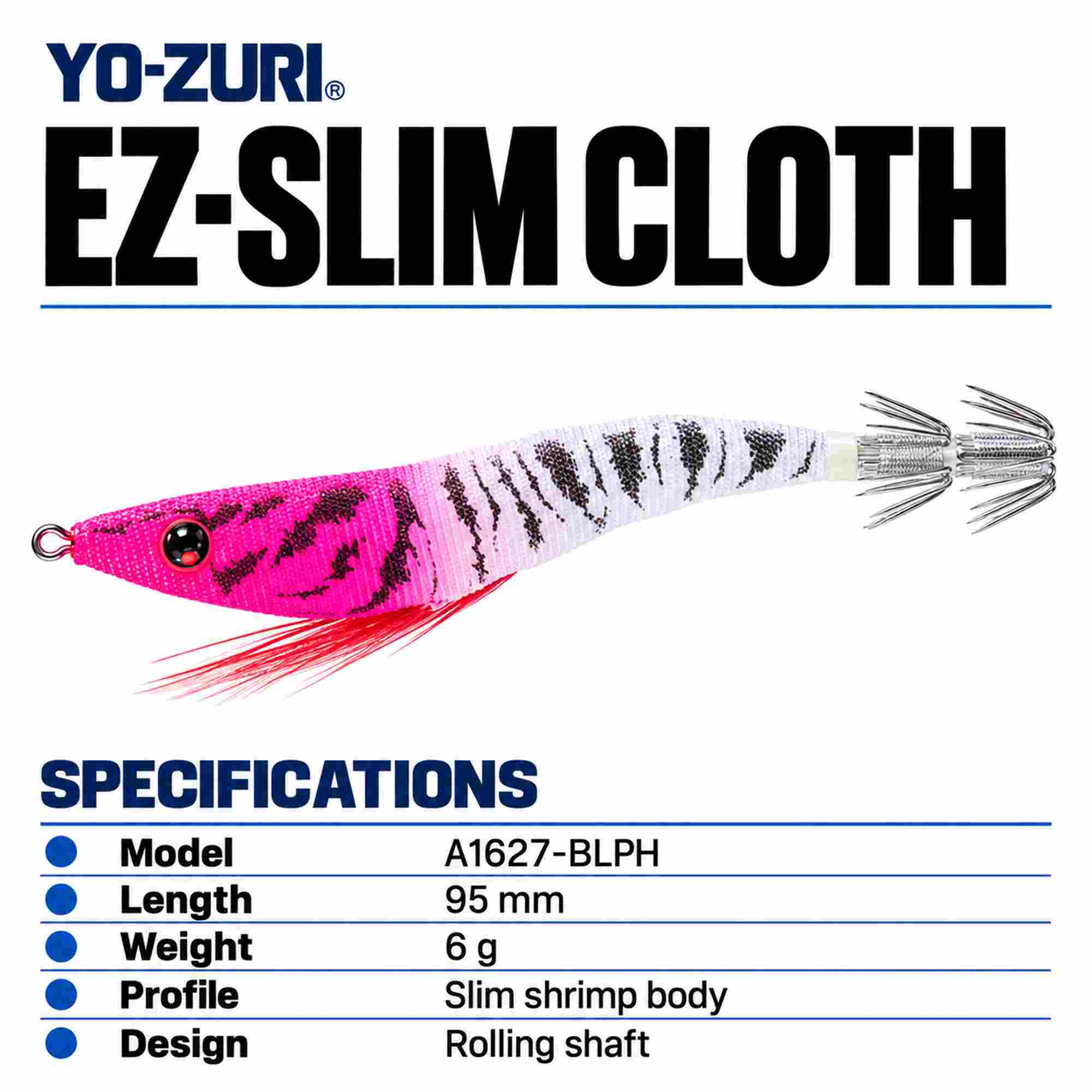 Yo Zuri EZ Slim Cloth 95mm Squid Jig A1627-BLPH (2326)