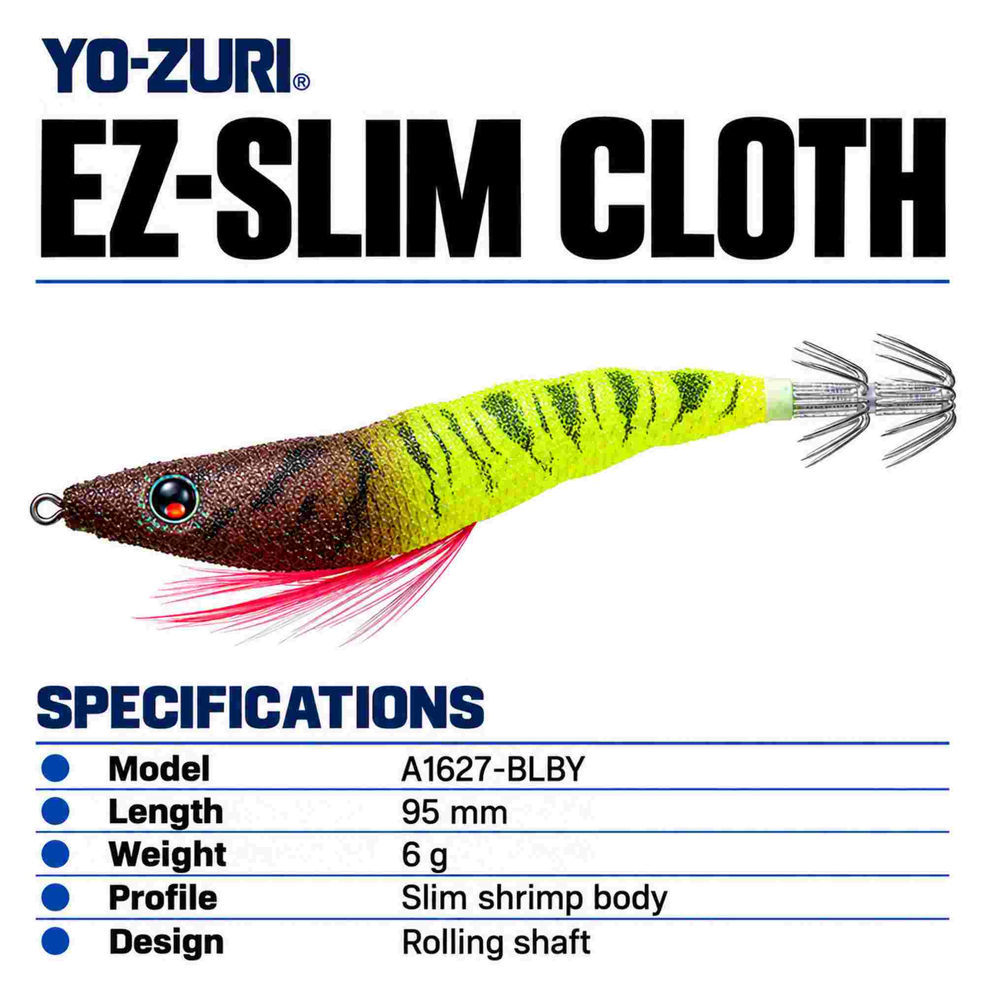 Yo Zuri EZ Slim Cloth 95mm Squid Jig A1627-BLBY (1020)