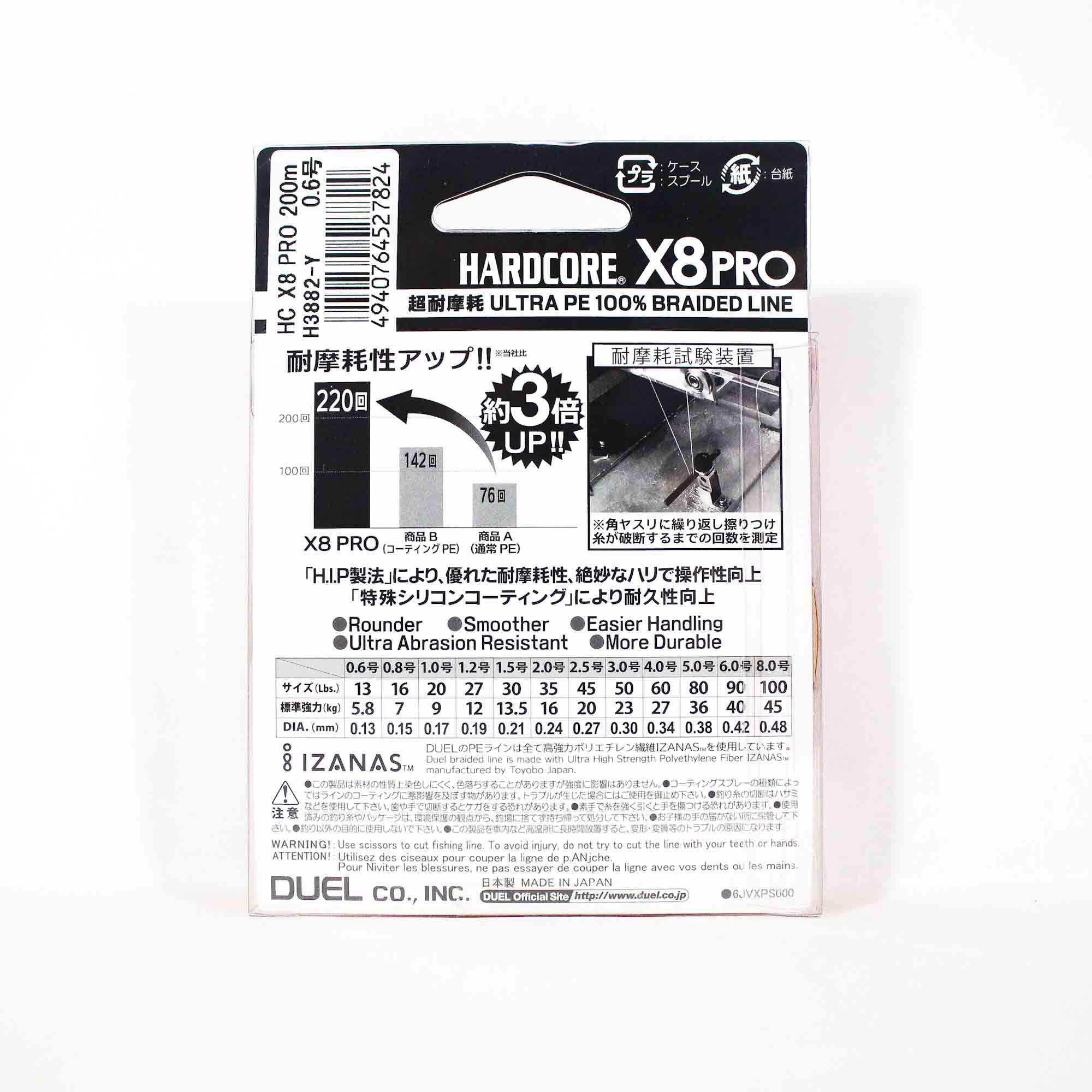 Yo Zuri Duel P.E Line Hardcore X8 Pro 200m P.E 0.6 5.8Kg Yellow H3882-Y