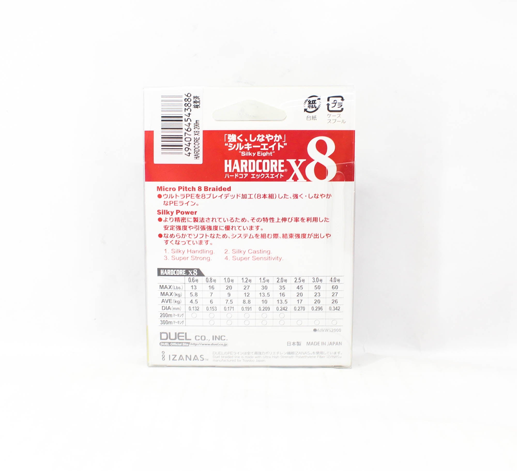 Yo Zuri Duel P.E Line Hardcore X8 200m P.E 1.2 12.0Kg 0.191mm H3263N-5CBL