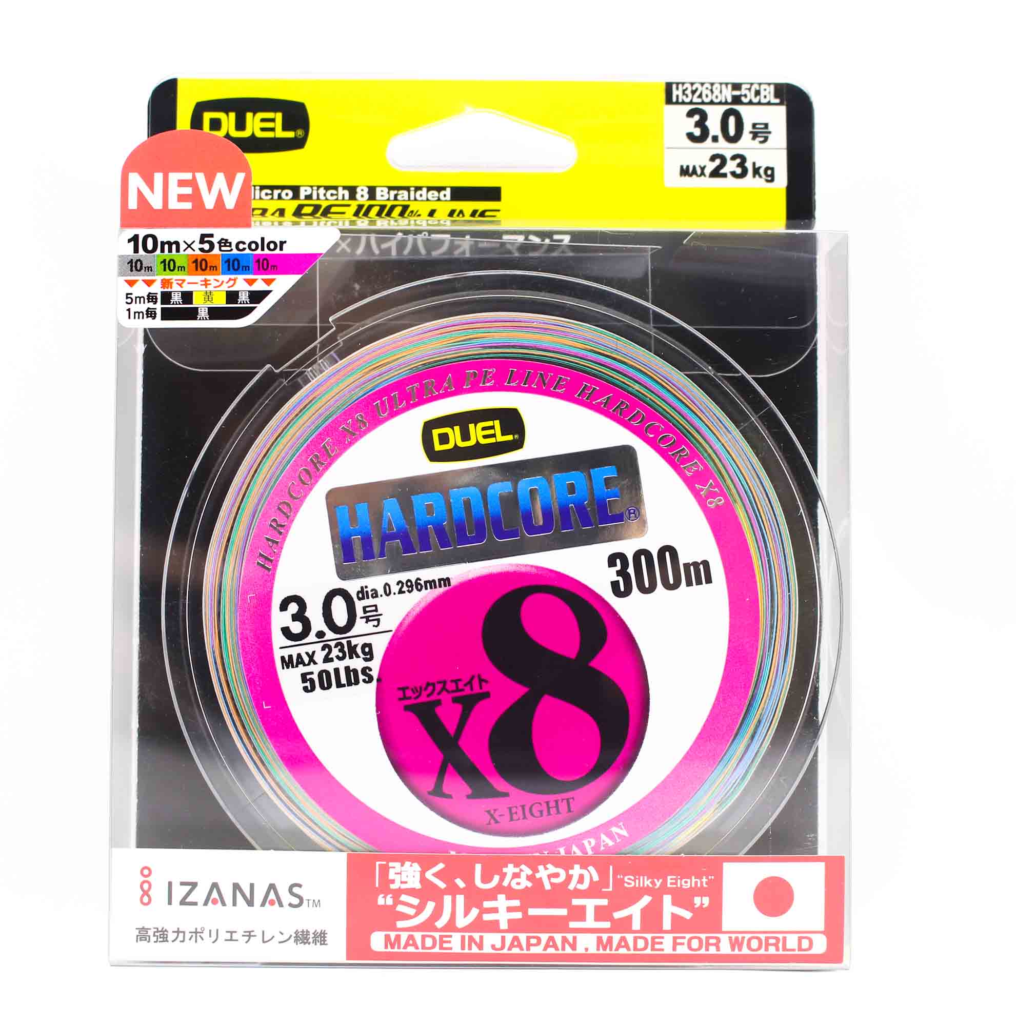 Yo Zuri Duel P.E Line Hardcore X8 300m P.E 3 23.0Kg (0.296mm) H3268N-5CBL