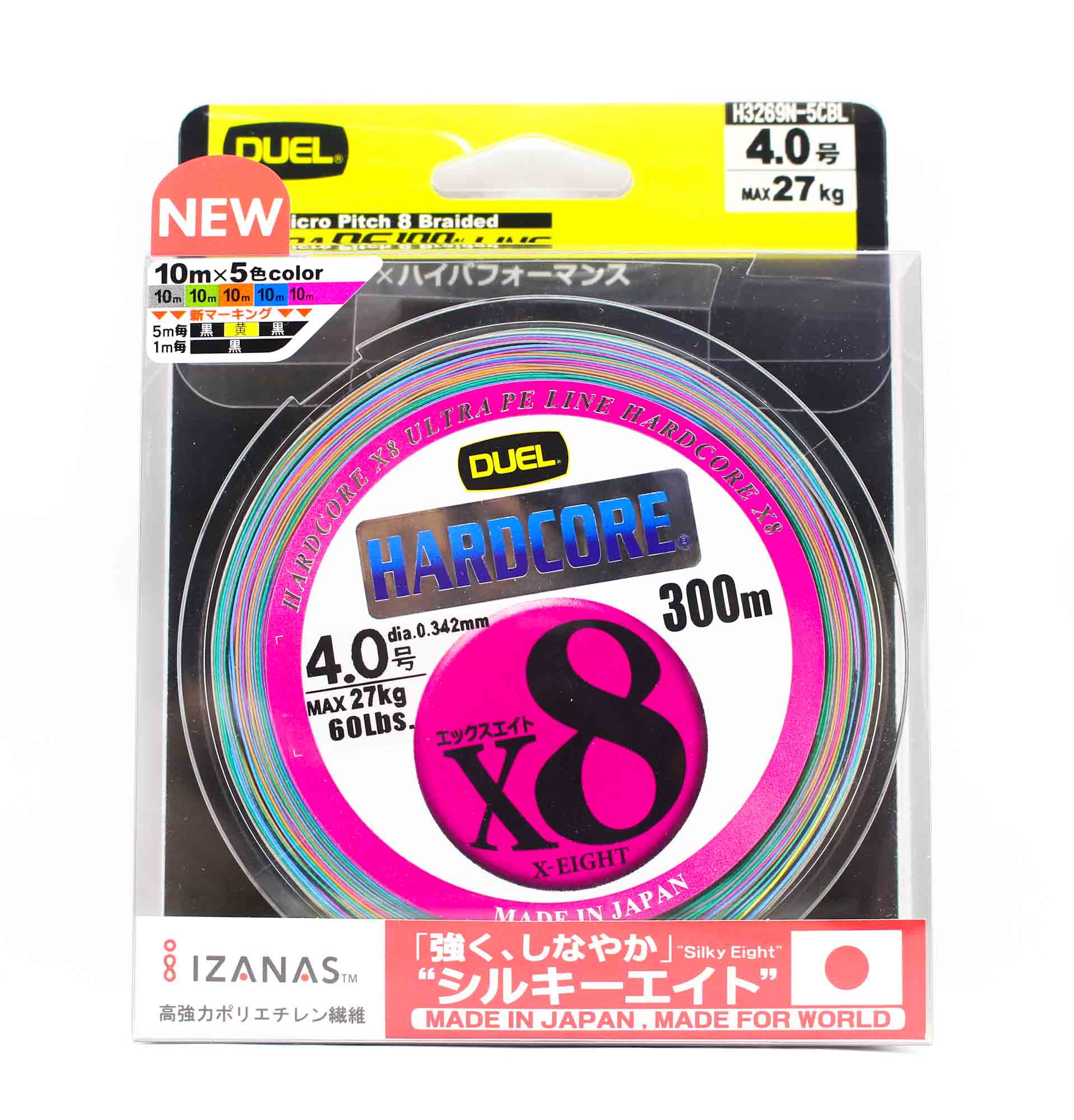 Yo Zuri Duel P.E Line Hardcore X8 300m P.E 4 27.0Kg (0.342mm) H3269N-5CBL
